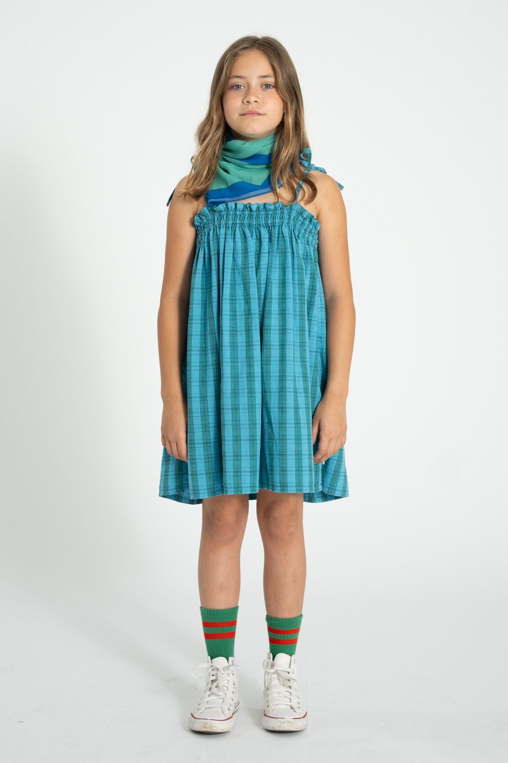 Checkered Short Dress | Blue/Green