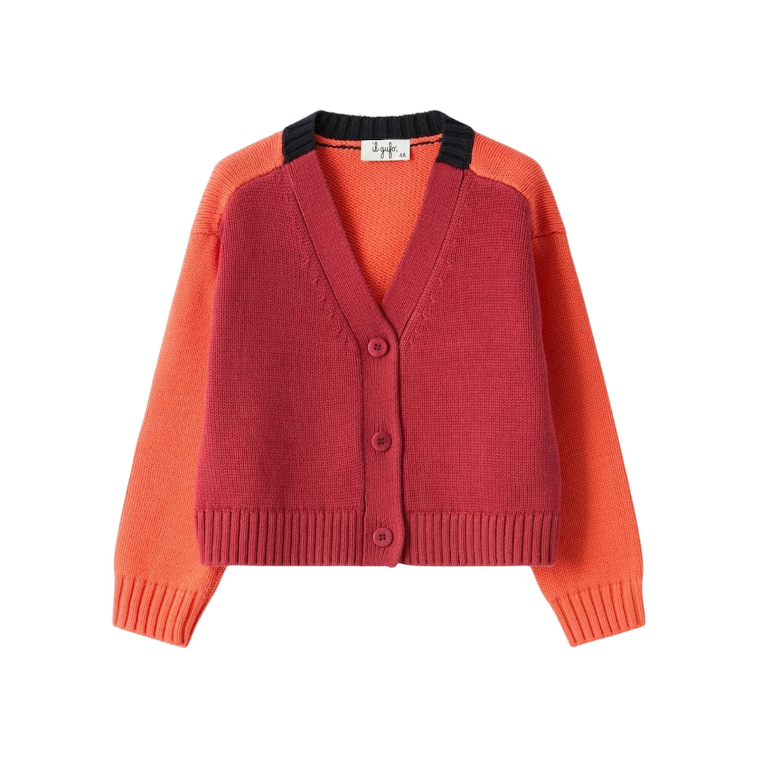 Color Block Cardigan | Red Currant/Begonia Red/Blue