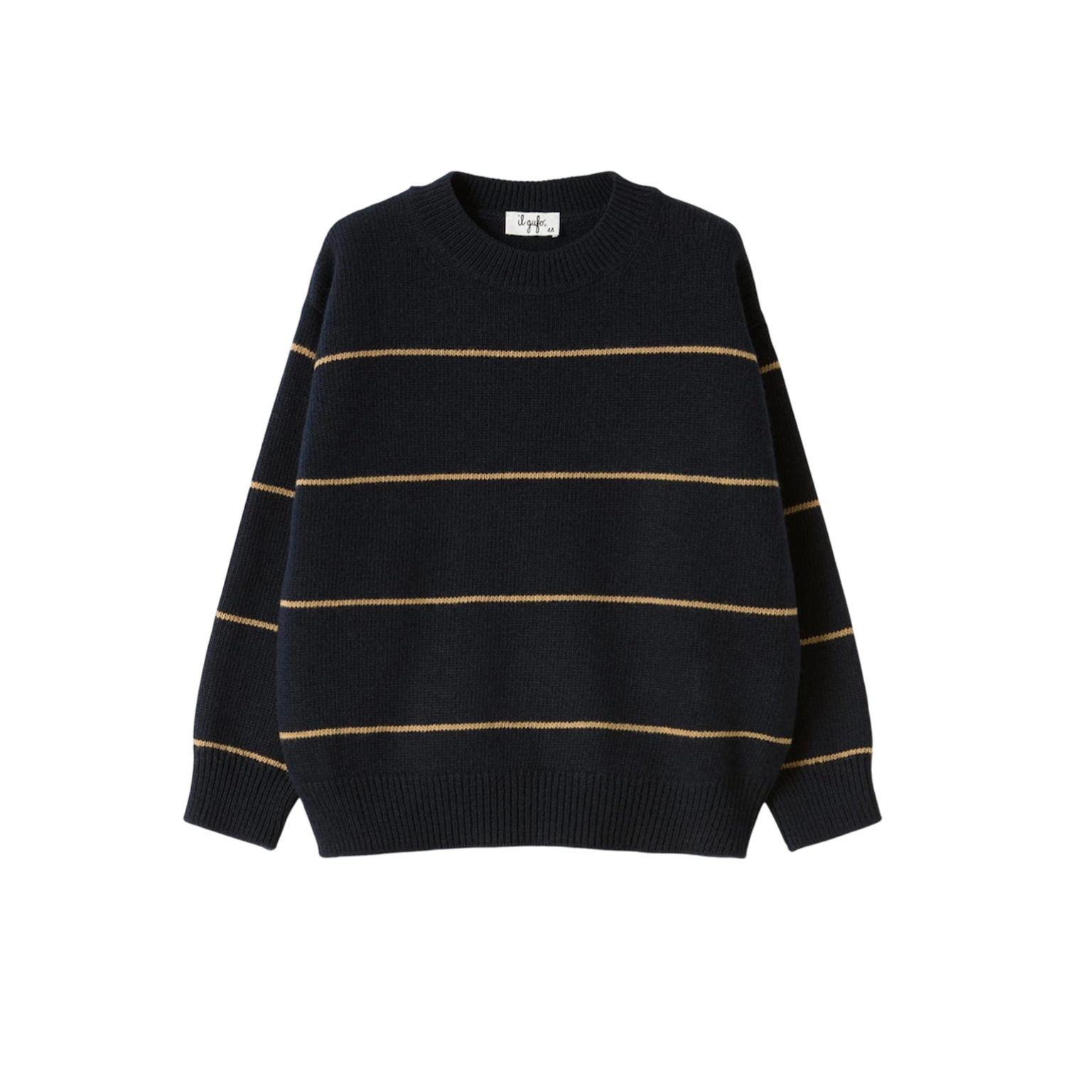 Crew Neck Sweater | Blue/Beaver Brown