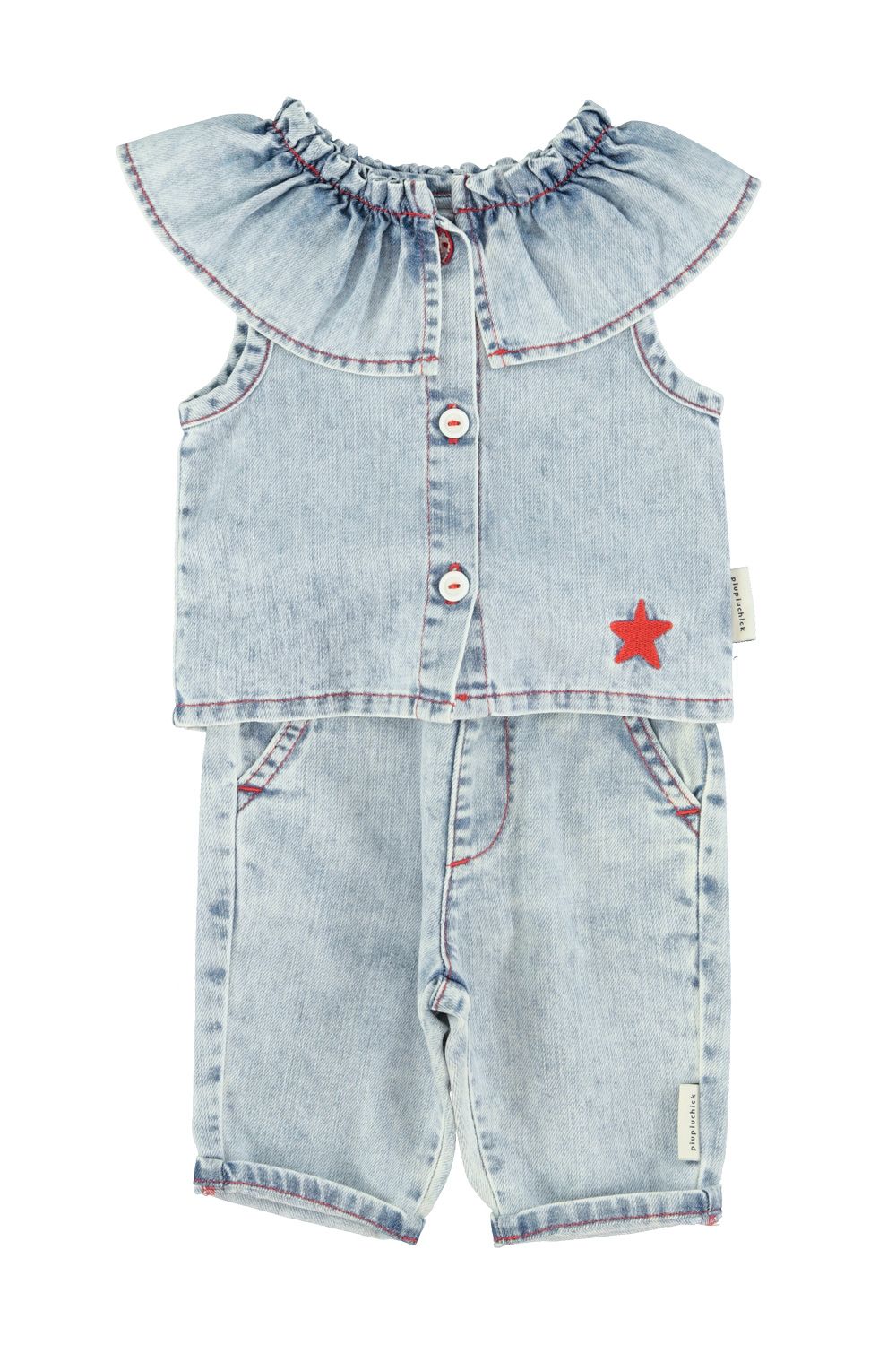 Sleeveless Blouse | Light Blue Denim