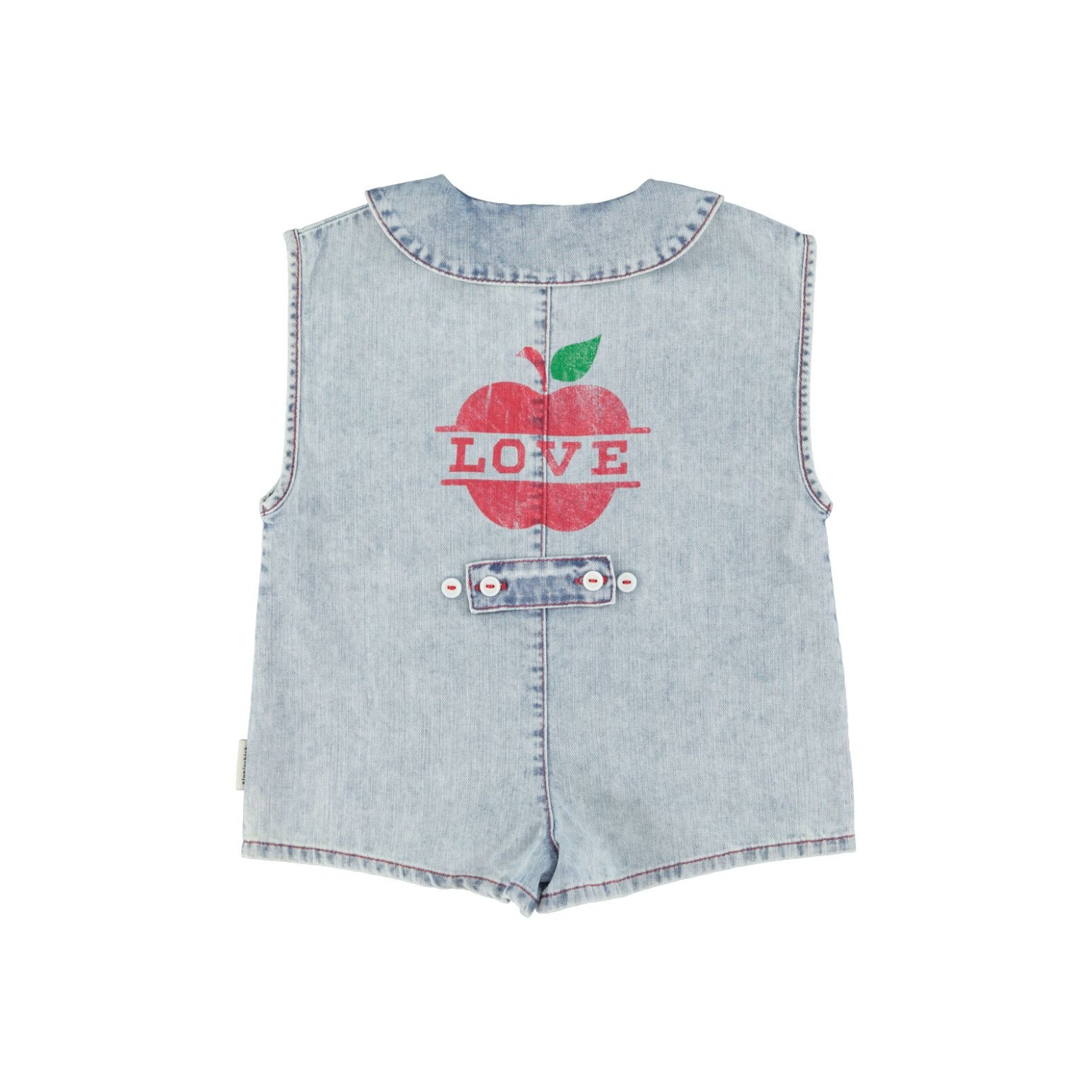 Apple Print Jumpsuit | Light Blue Denim
