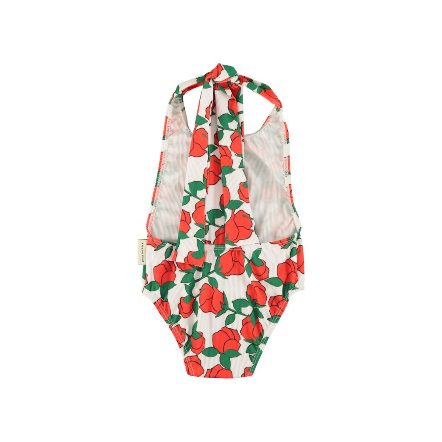 Rose Print Back Bow Swimsuit | Ecru/Red