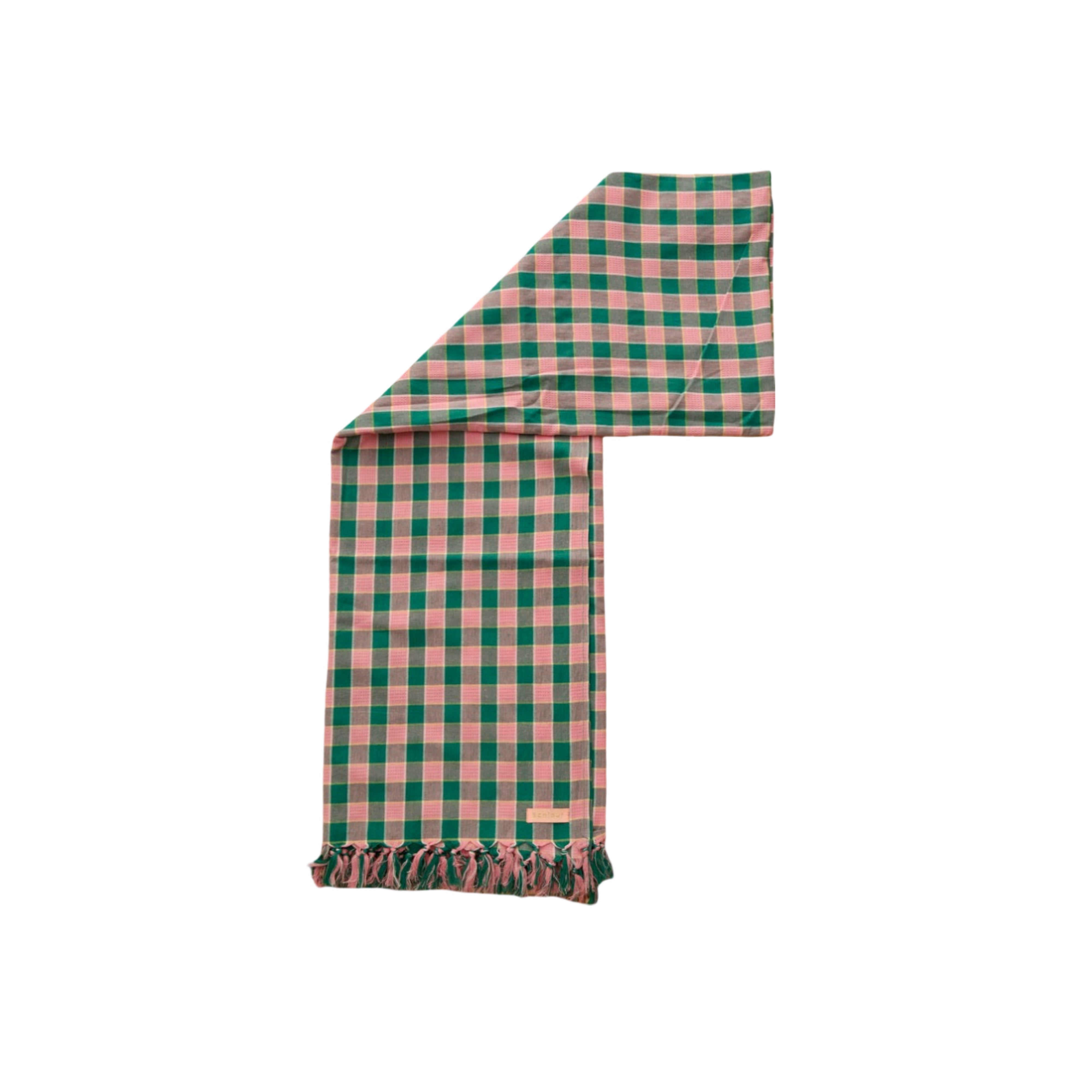 Honeycomb Checked Pareo | Green & Pink