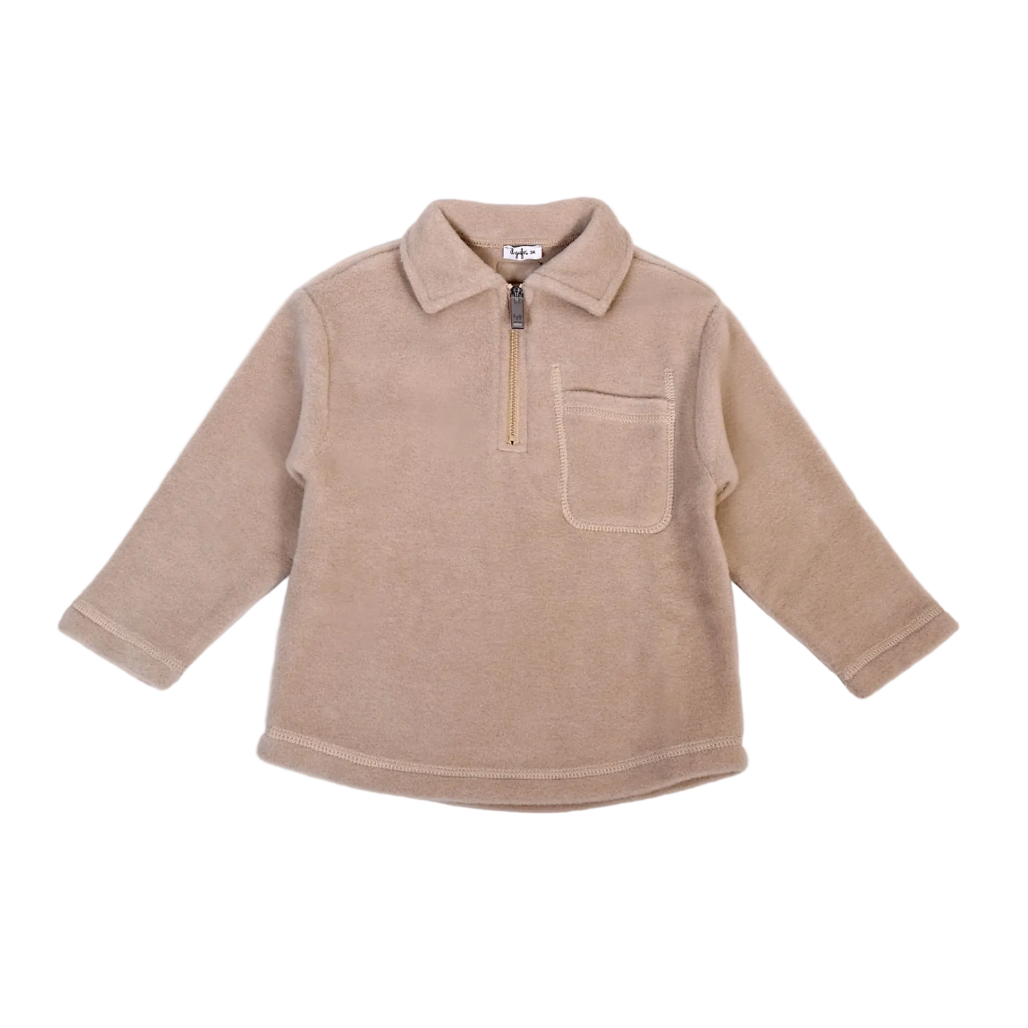 Fleece Zipper Sweater | Beige