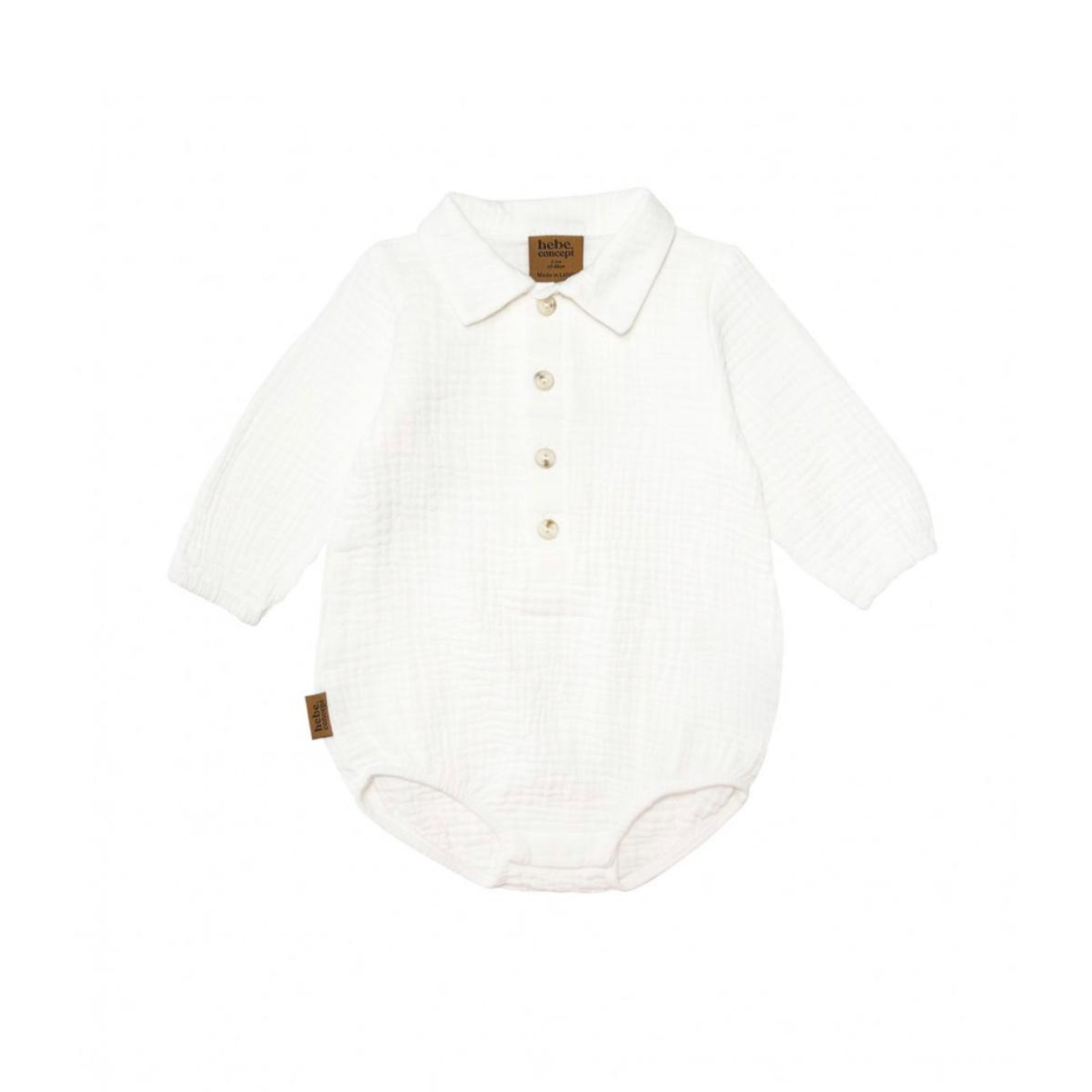 Muslin Collar Romper with Buttons | White