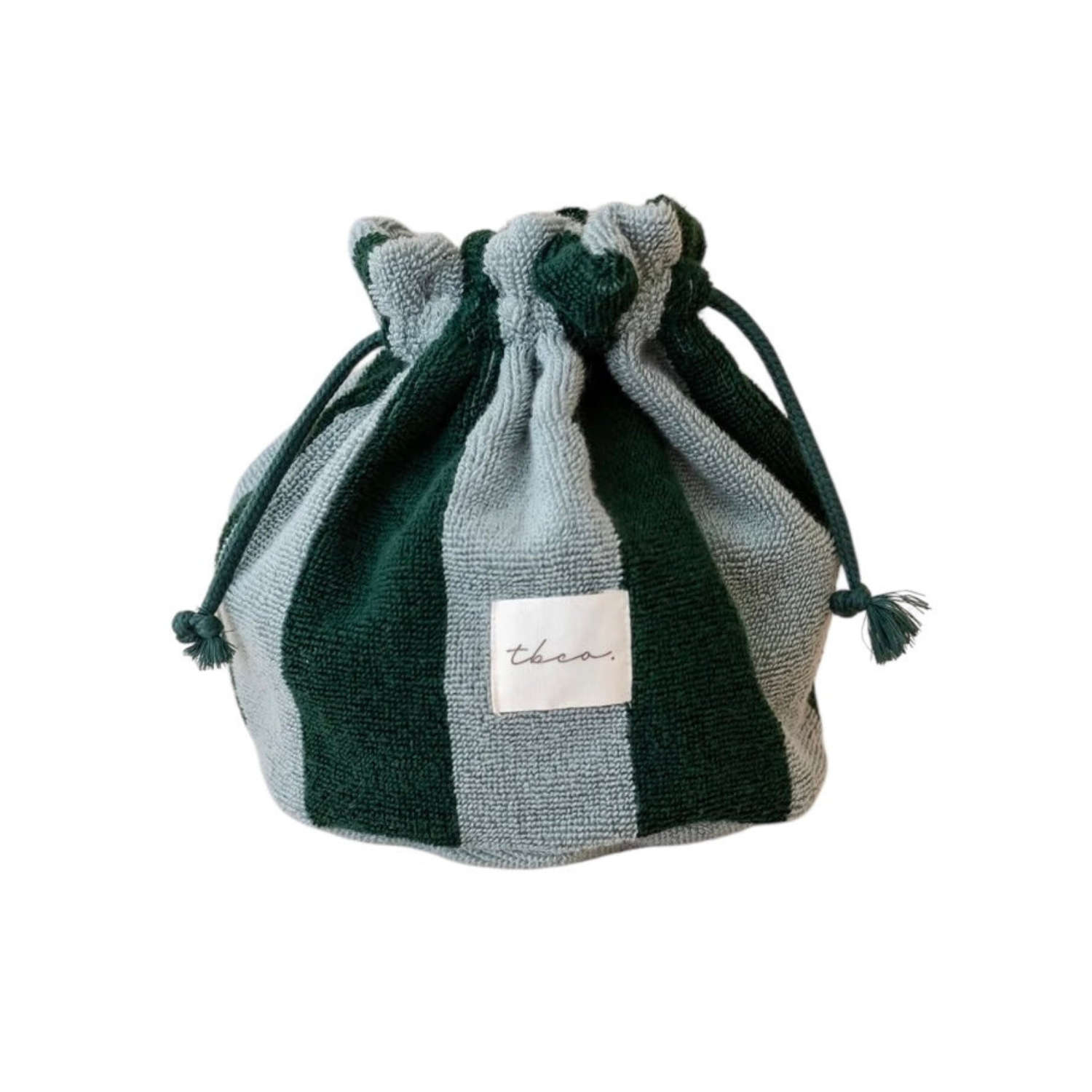 Terry Cotton Wash Bag | Green Stripe