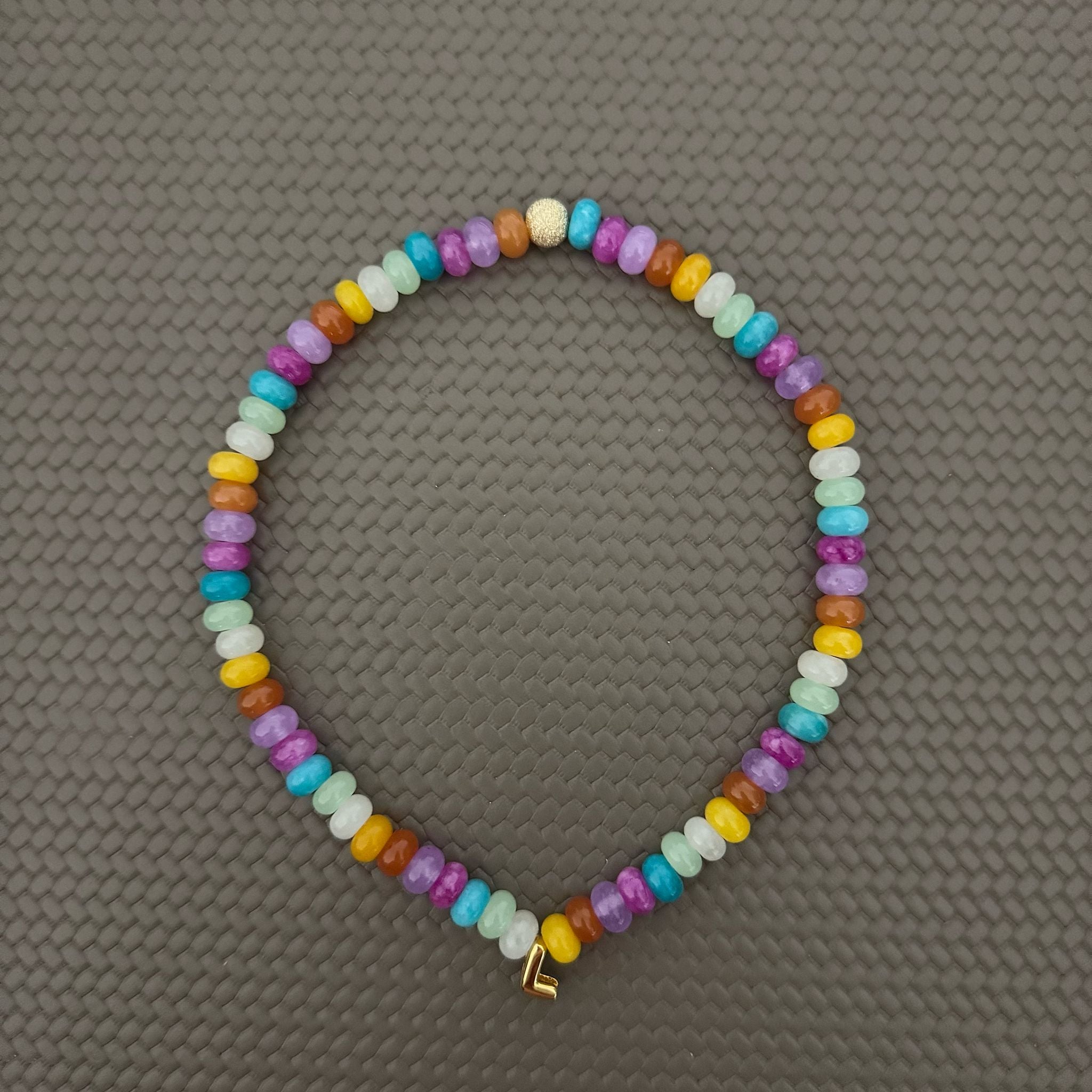 Initialed Rainbow Drop Necklace | Gold