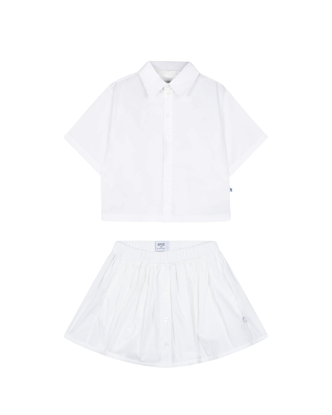 Boxy Blouse Skirt Set | Crisp White