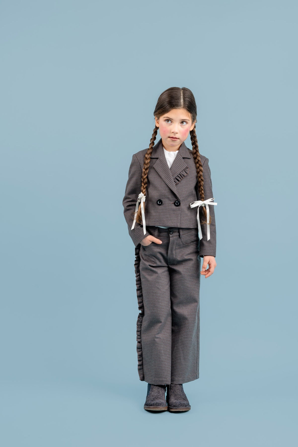 Frankie Cotton Wide Leg Trousers | Grey