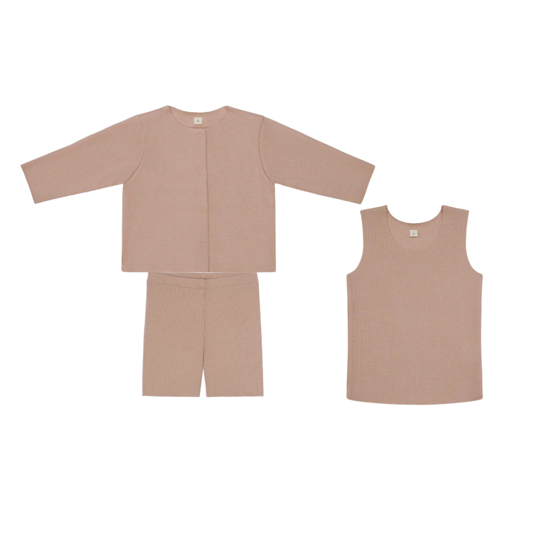Cardigan Short Set | Nude