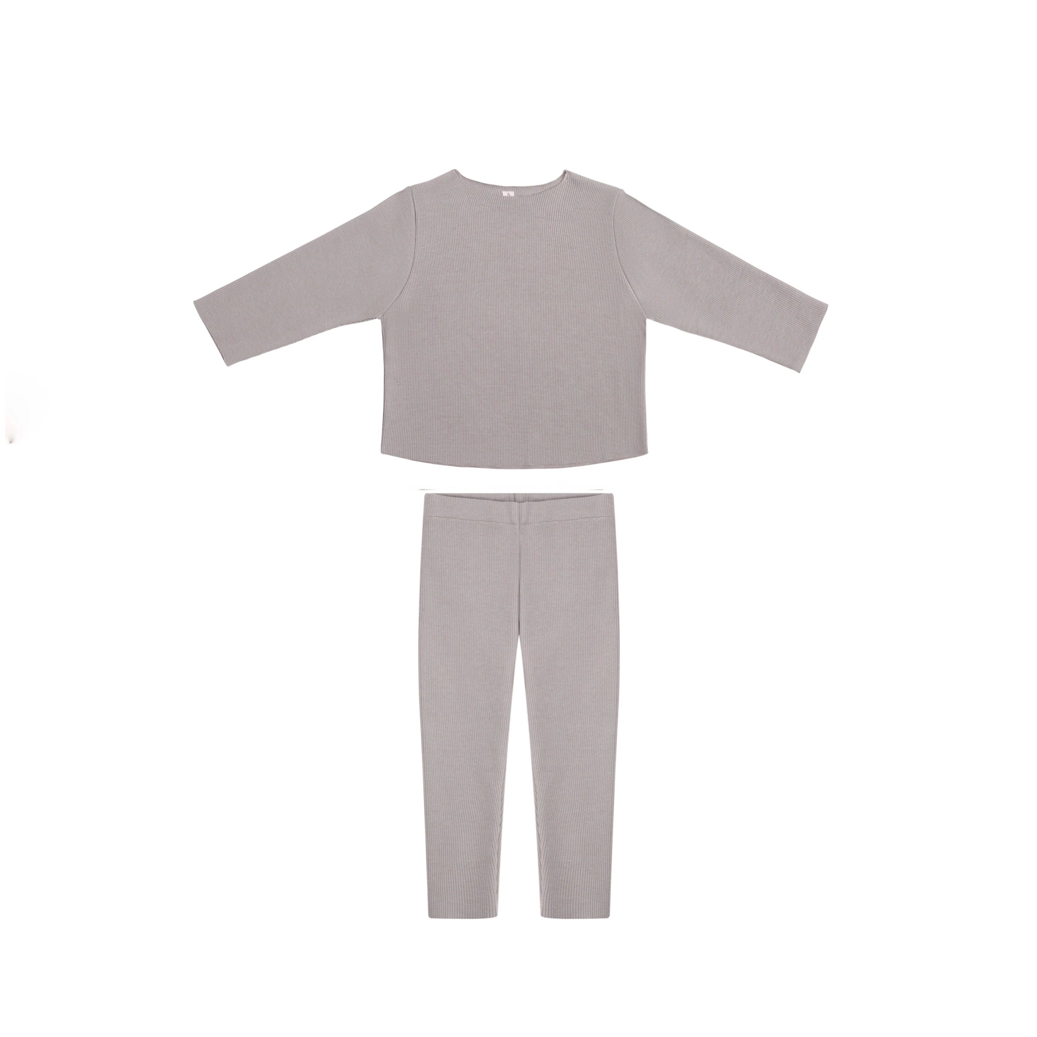 Rib Sweatshirt Set | Stone