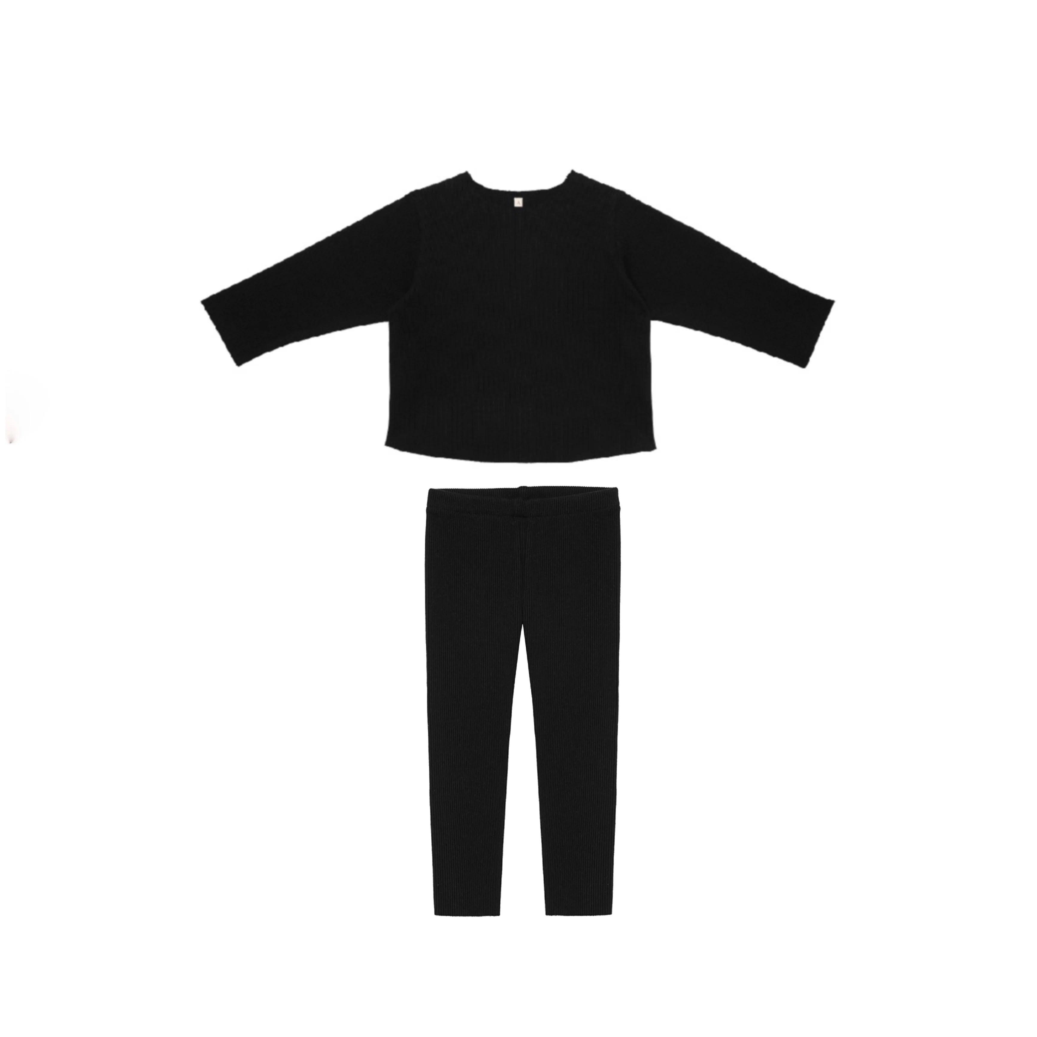 Rib Sweatshirt Set | Black