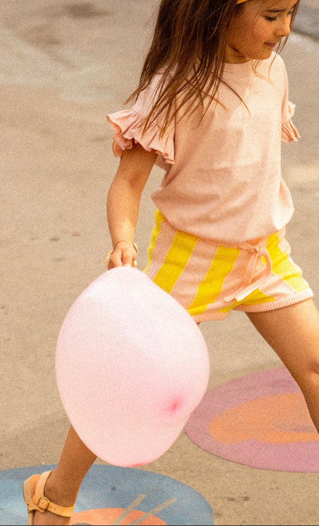 Paule Knitted Stripe Set | Yellow and Pink