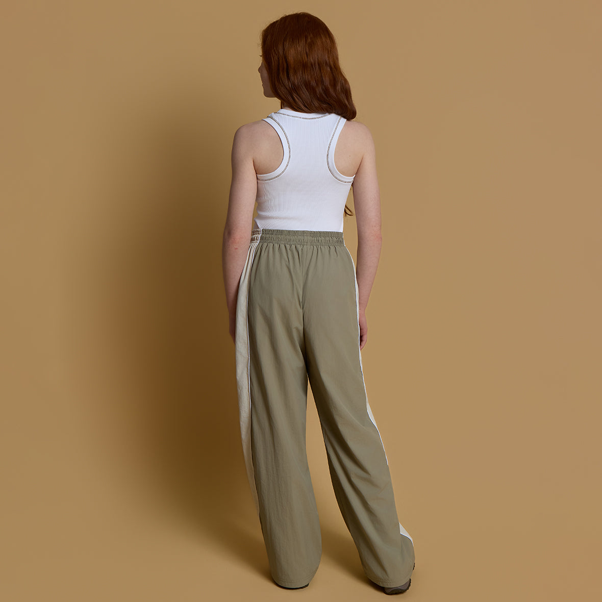White Ribbed Vest | Khaki