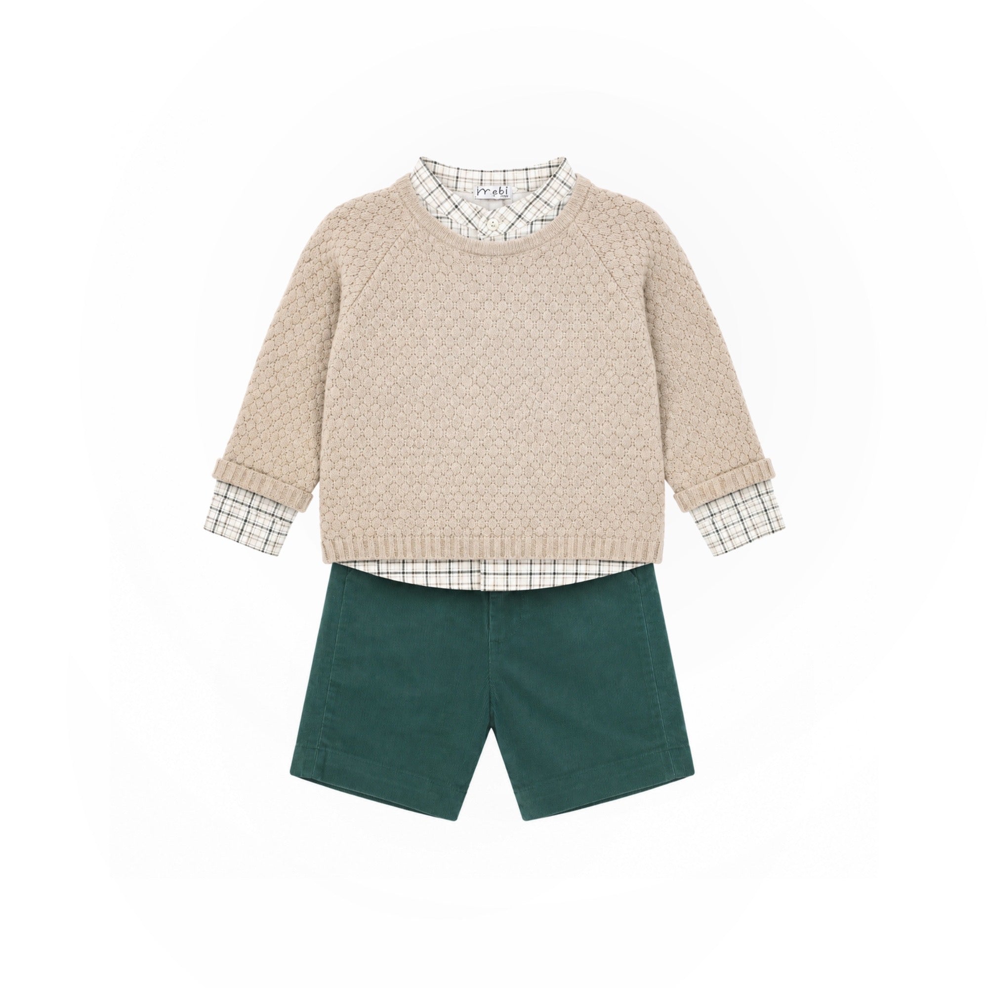 Knit Sweater & Green Shorts Set