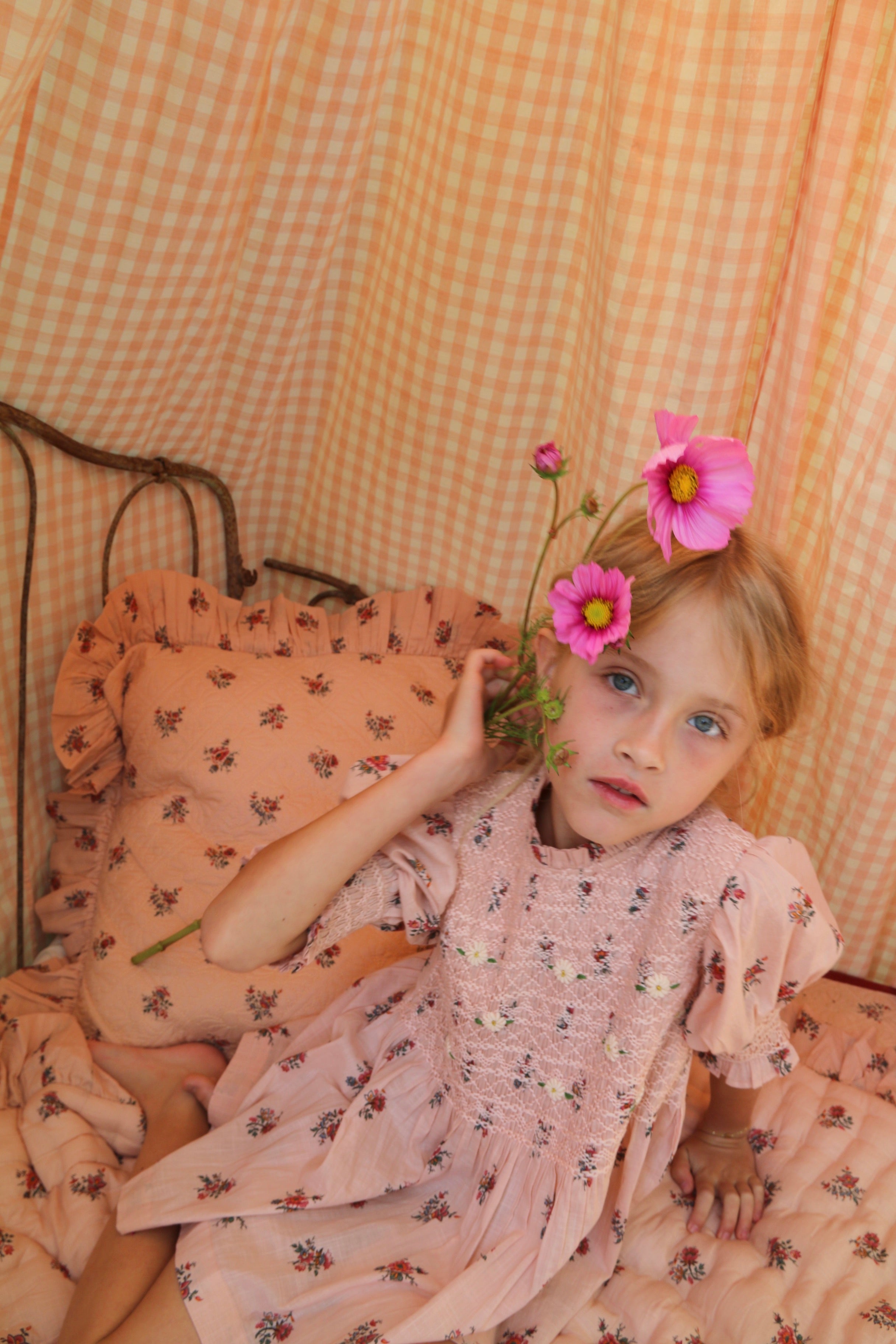 Handsmock Blouse | Pink Garden Flowers