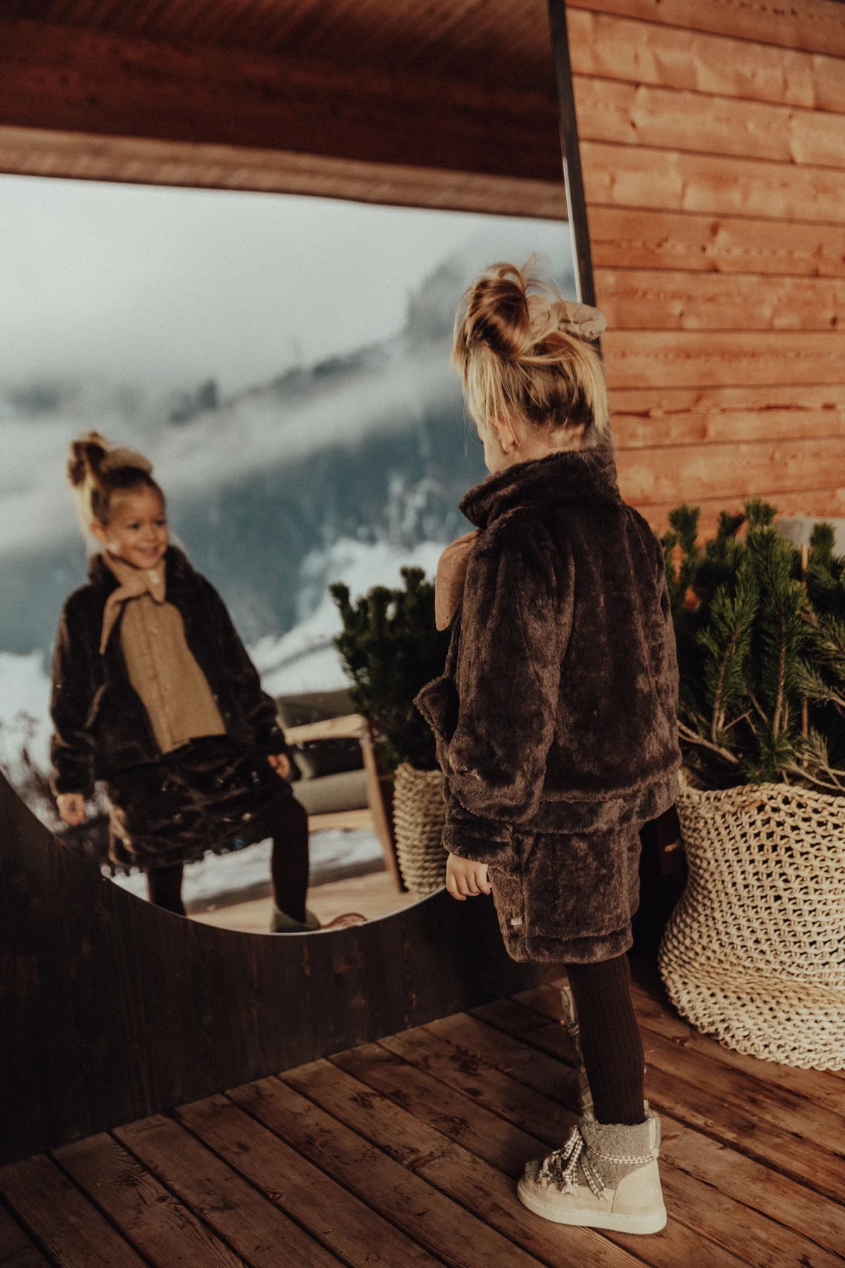 Isabeau Jolye Faux Fur Jacket Set | Brown Choco