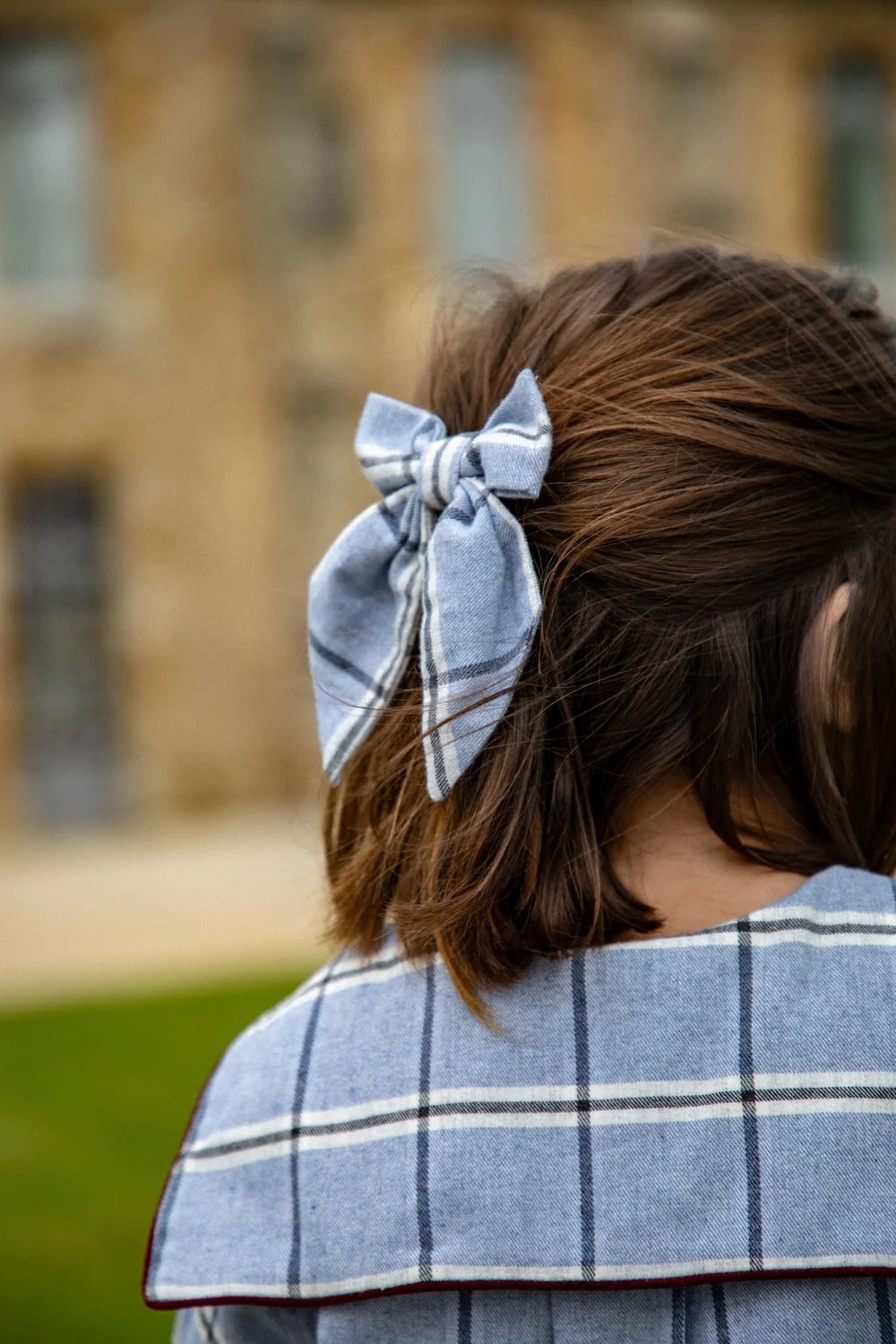 Carlotta Hair Clip | Sky Tartan