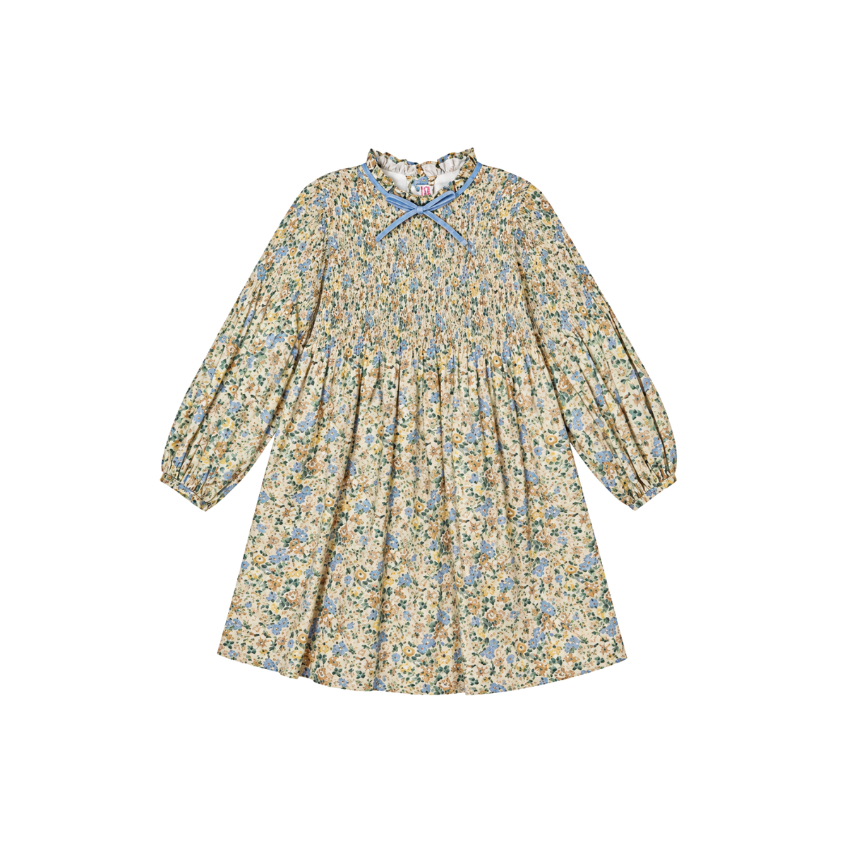 Raya Hand-Smocked Dress | Beige Floral