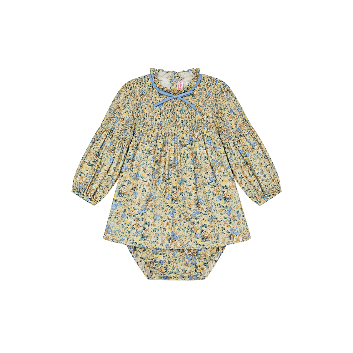 Raya Baby Hand-Smocked Set | Beige Floral