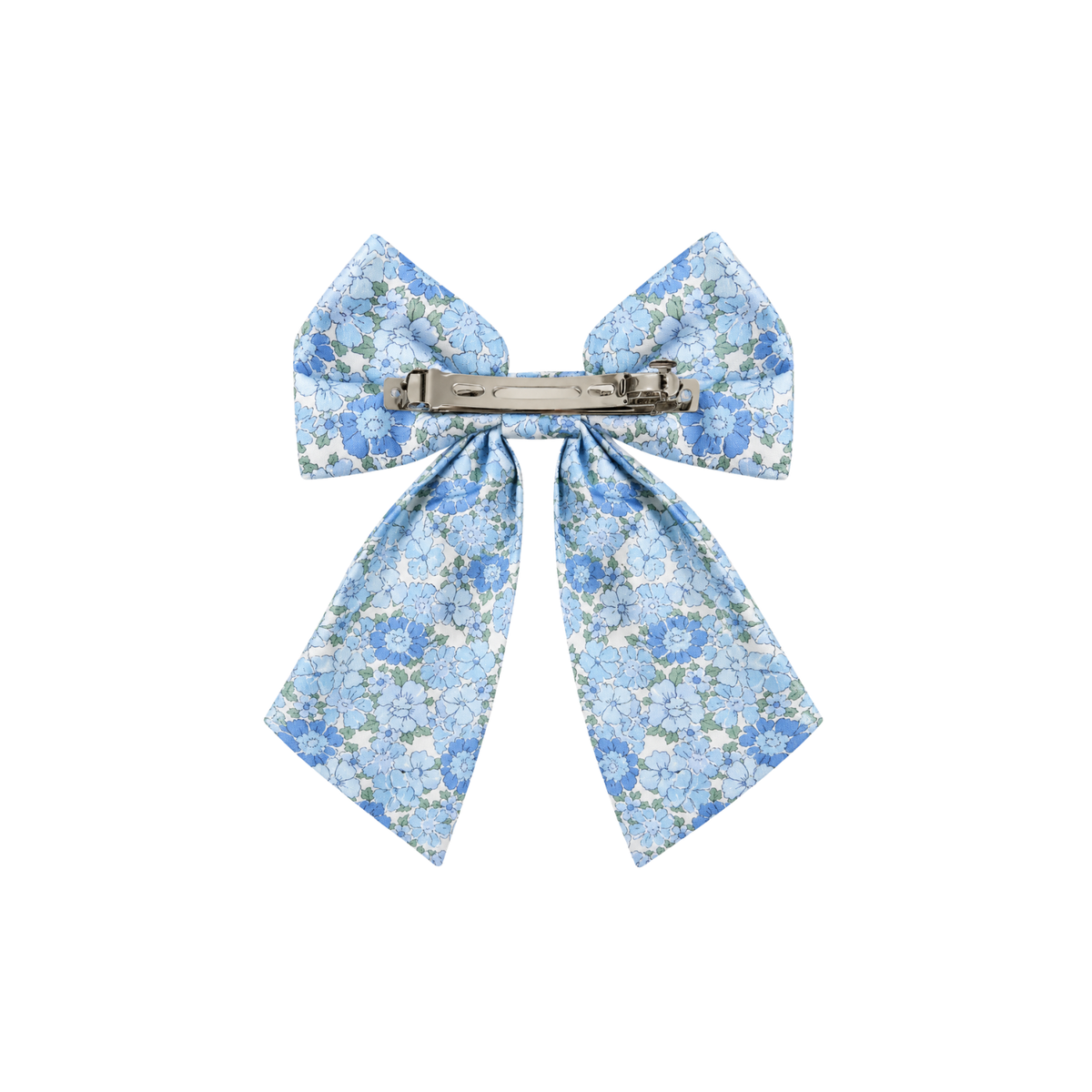 Large Long Bow Clip | Blue Floral