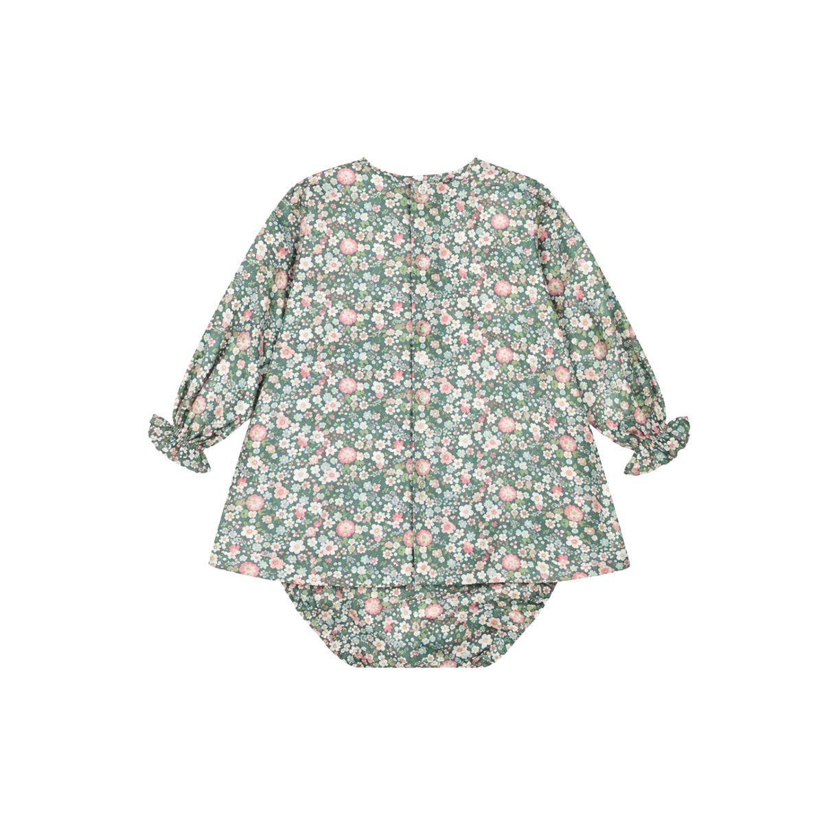 Belia Baby Smocked Dress Set | Green Floral