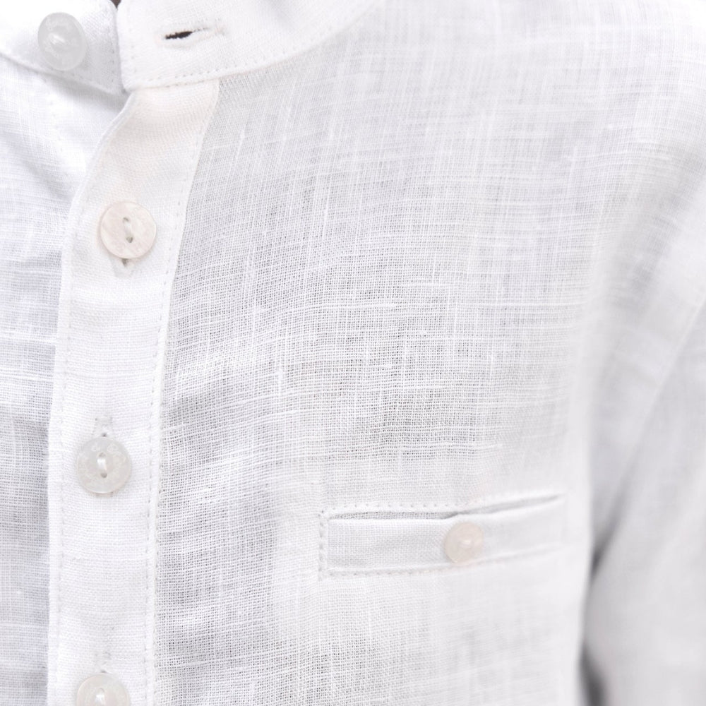 Mao Collar Linen | White