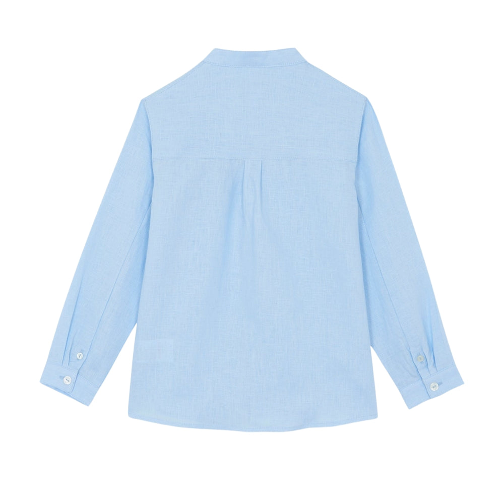 Mao Collar Linen | Blue