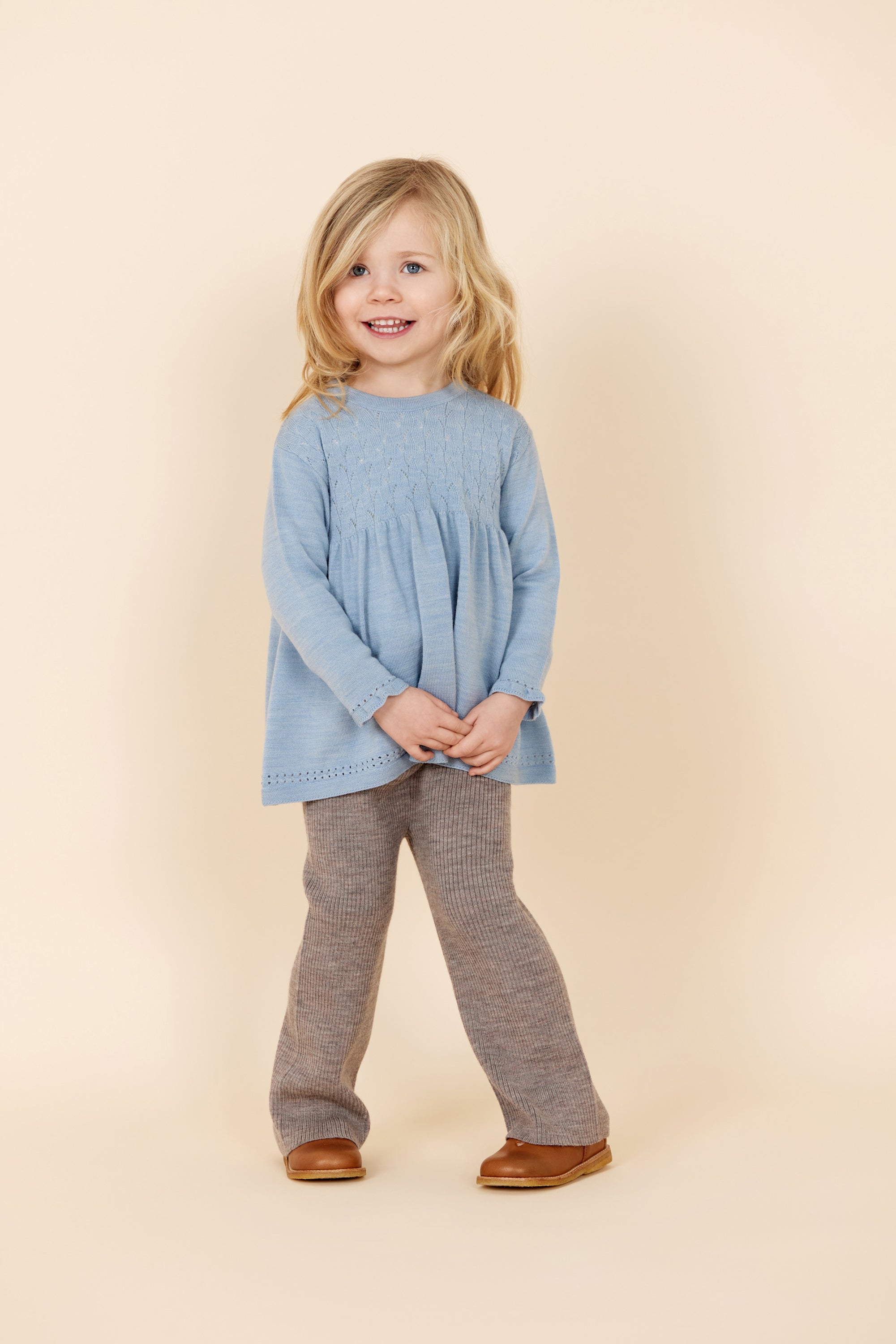 Merino Wide Rib Pants | Natural Melange