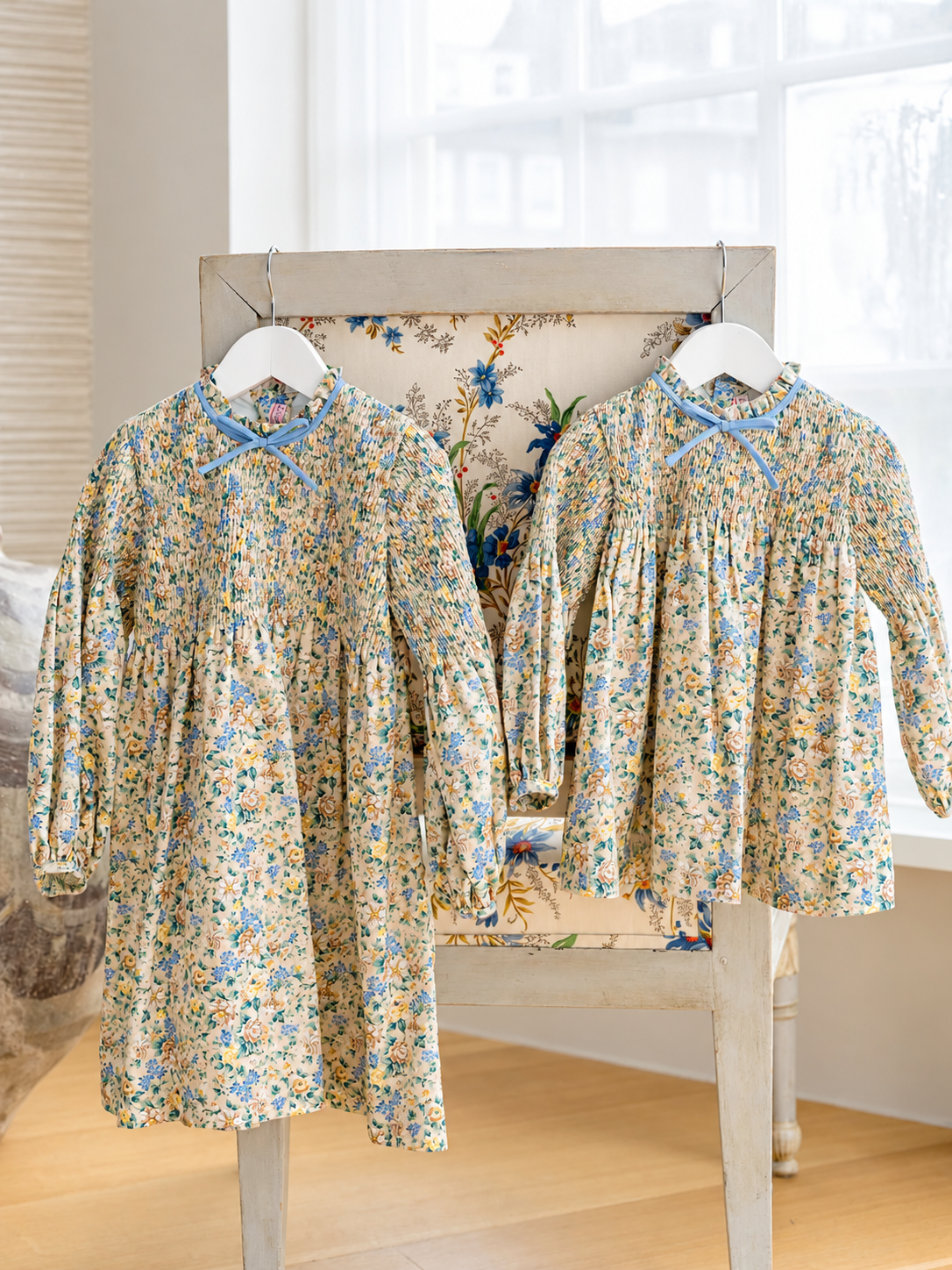 Raya Baby Hand-Smocked Set | Beige Floral