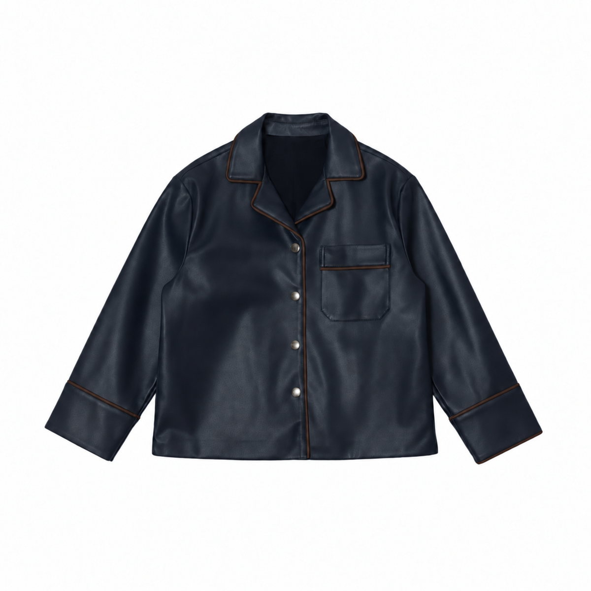 Wien Faux Leather Jacket | Navy