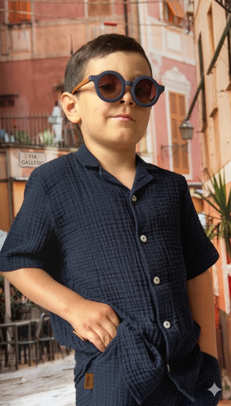 Shirt & Shorts Set | Blue Muslin