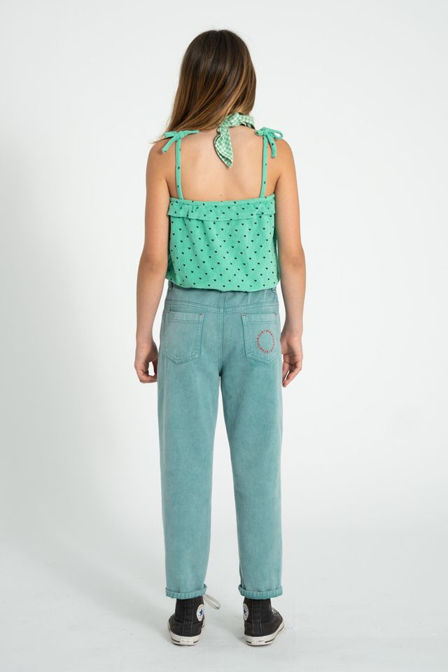 Heart Print Top With Strap | Green/Black