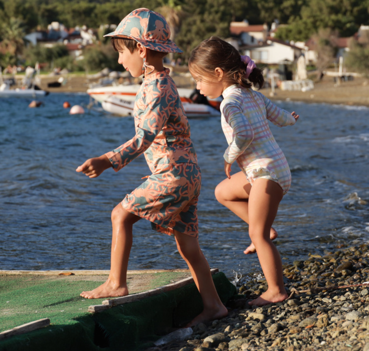 Long Sleeve Swimsuit | Rainbow Gingham