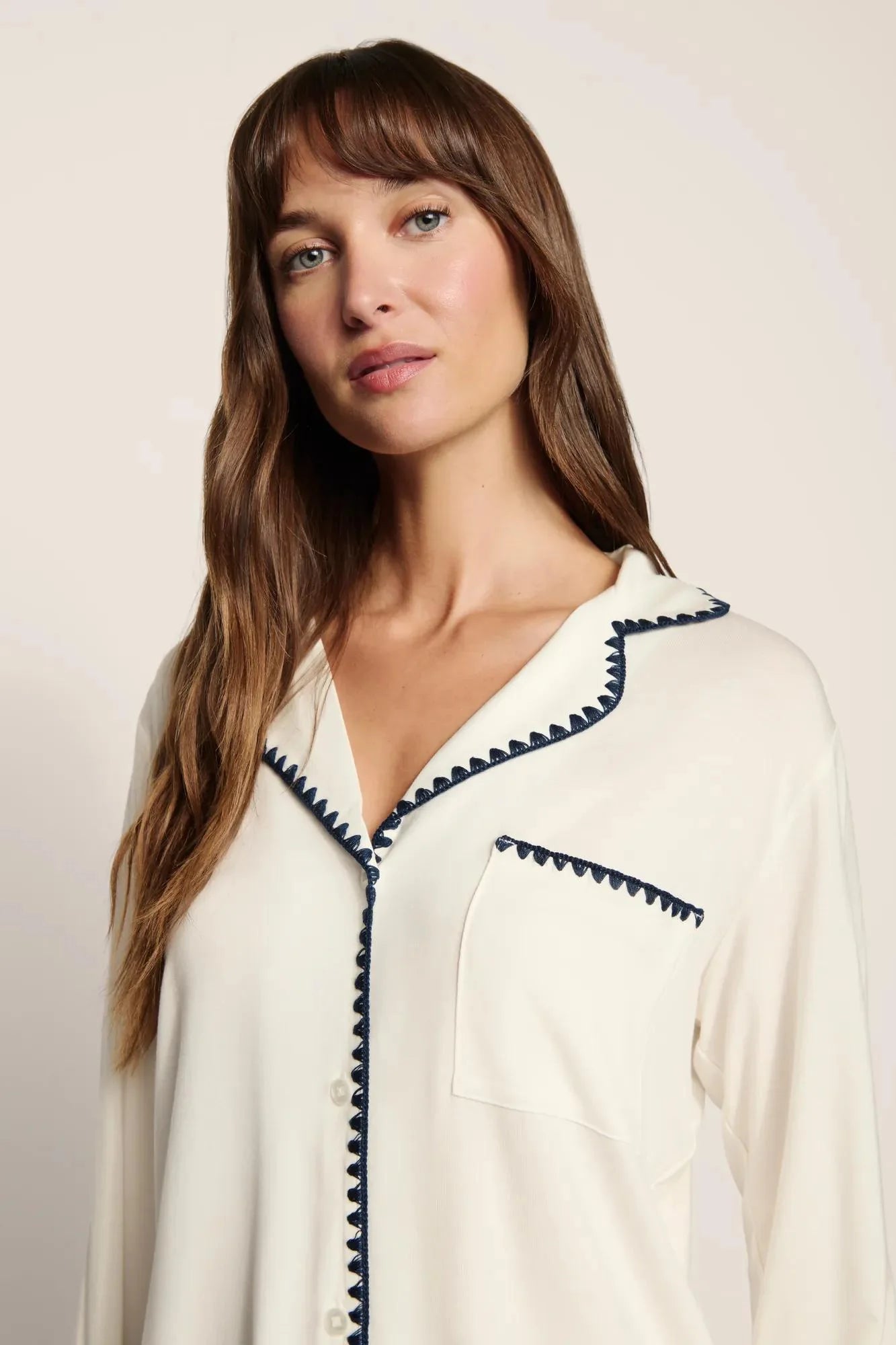 Womens Frida Long PJ Set | Ivory