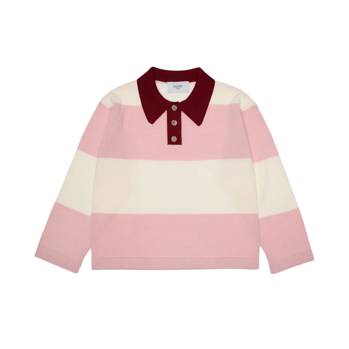 Beau Merino Wool Polo Shirt | Pink Stripes