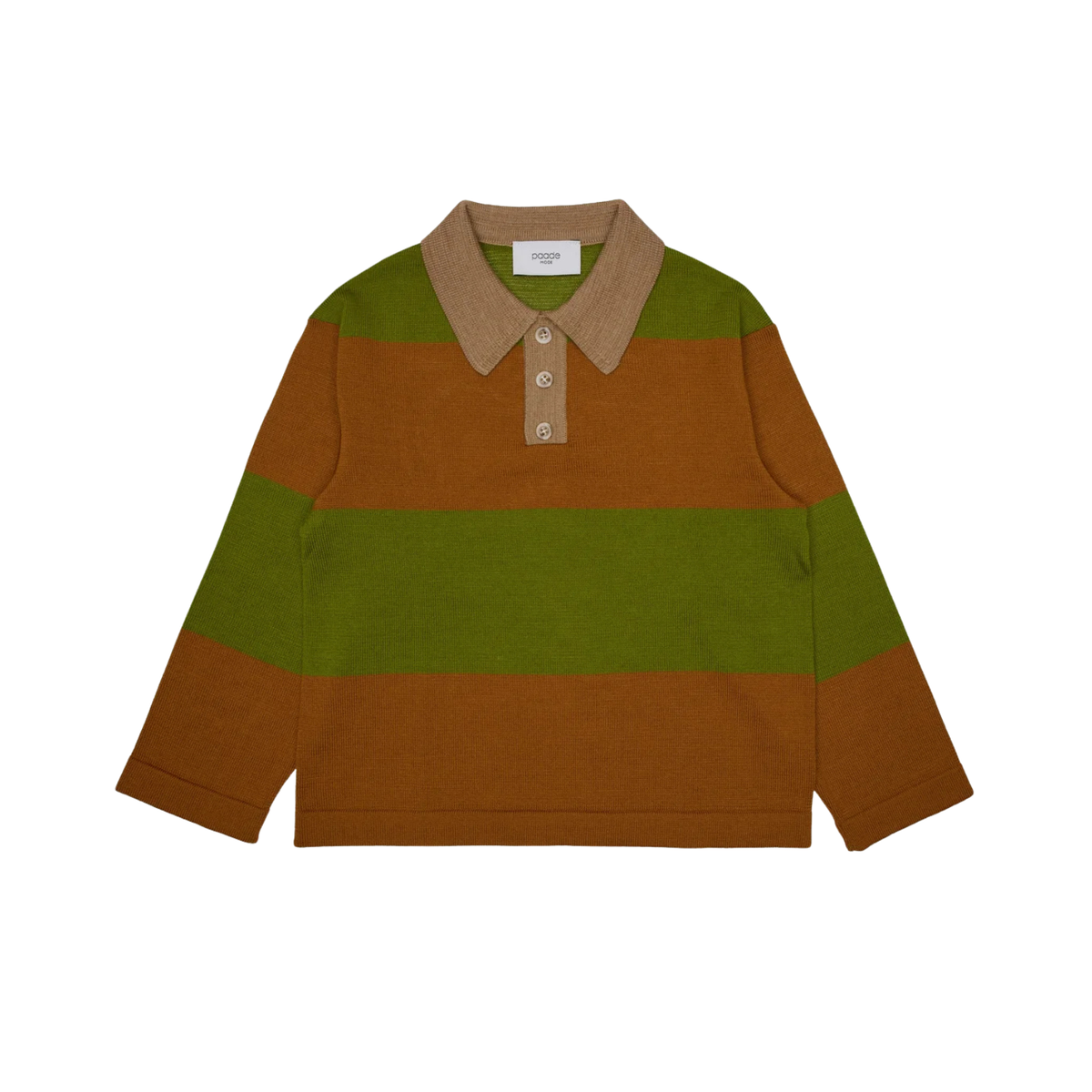 Beau Merino Wool Polo Shirt | Caramel Stripes