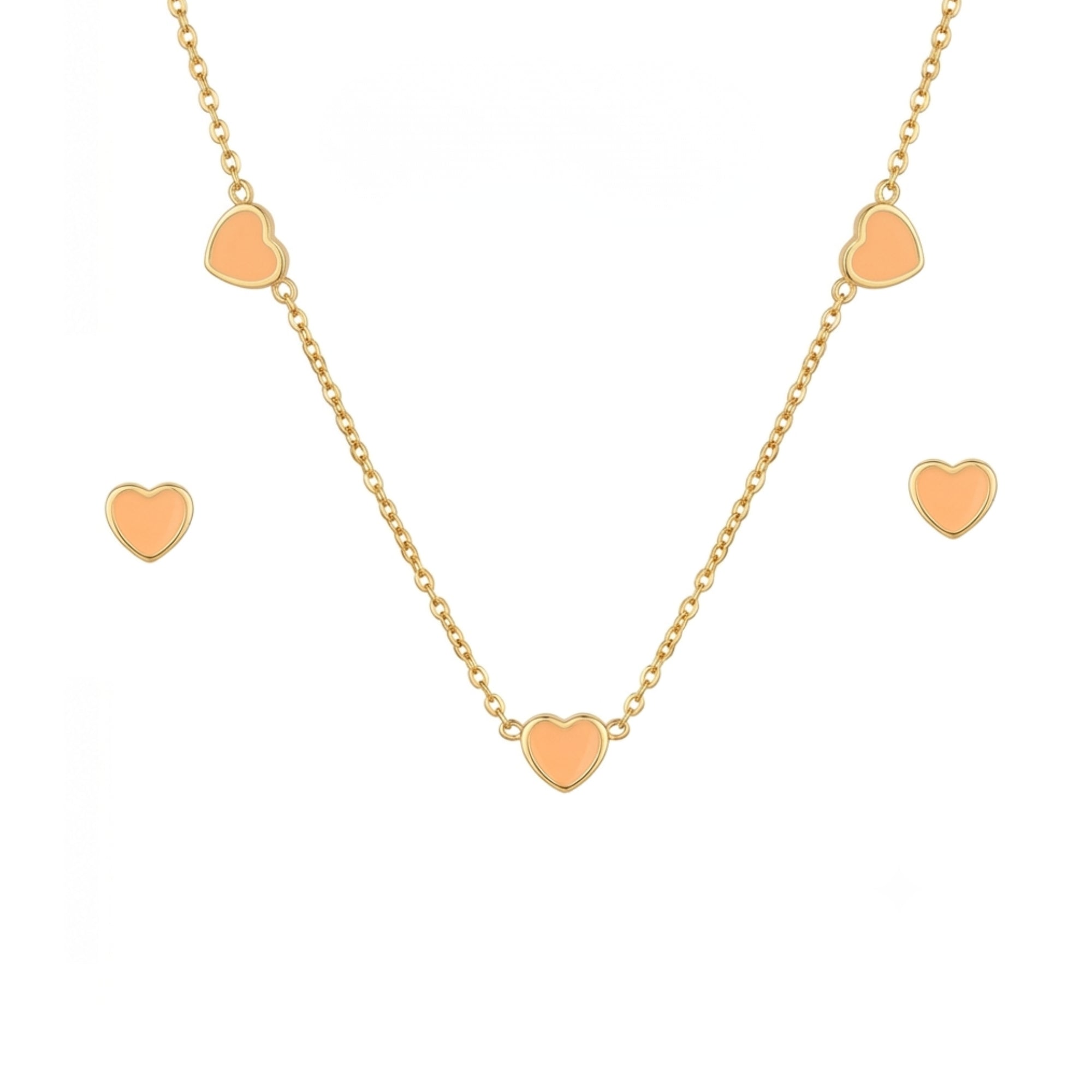 Peachy Heart Necklace/Earring Set