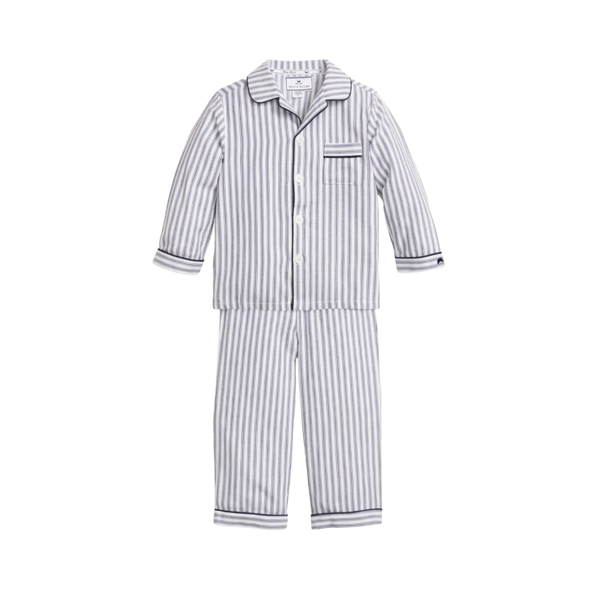 Twill Pajama Set | Navy French Ticking