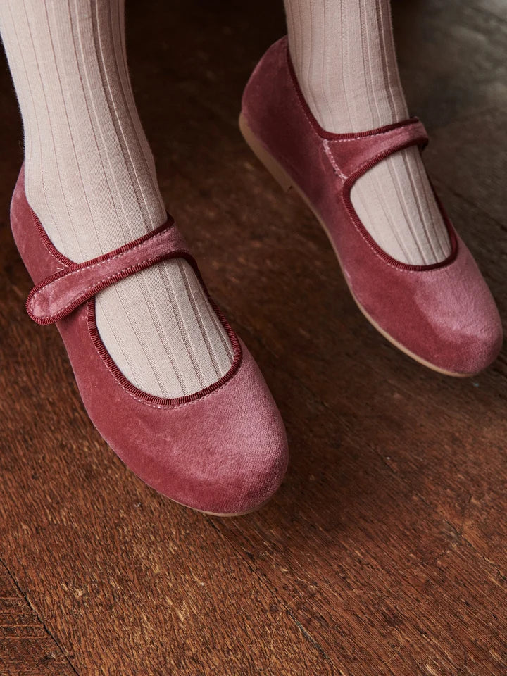 Velvet Mary Jane Shoes | Dusty Pink