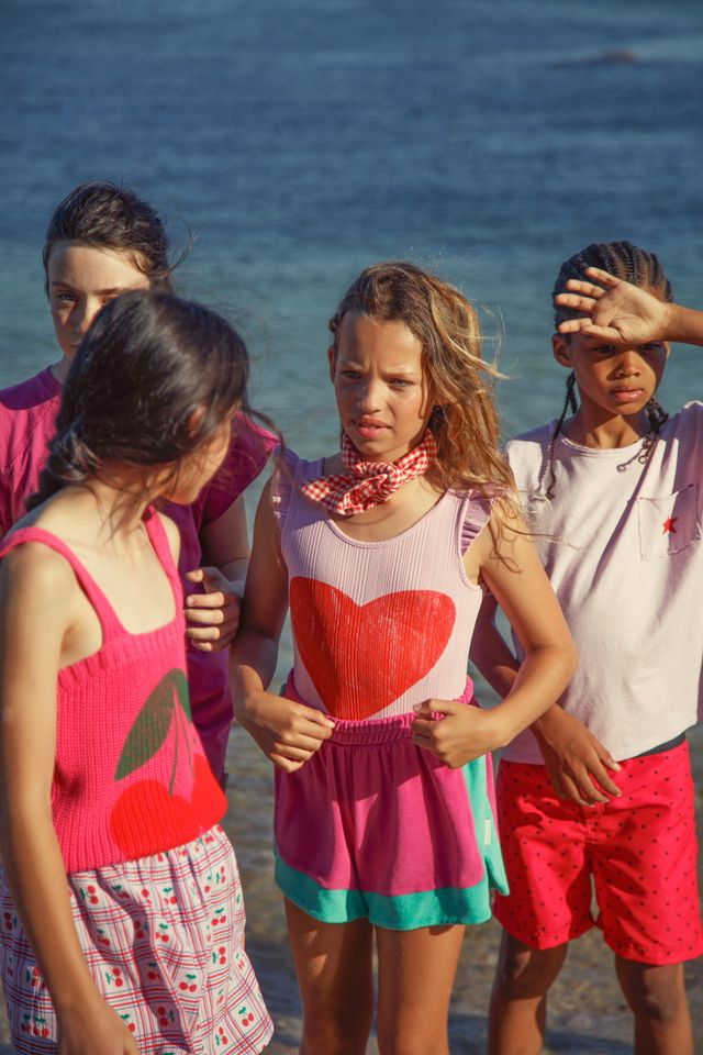 Knitted Cherry Print Top | Pink