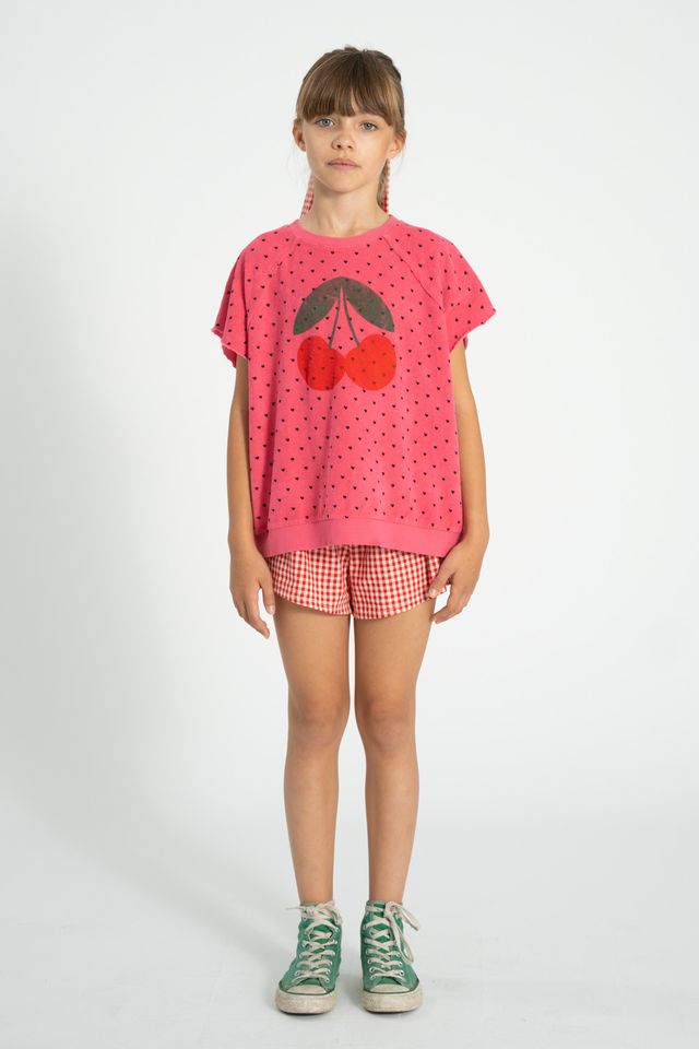 Cherry Print Sleeveless Sweatshirt | Pink