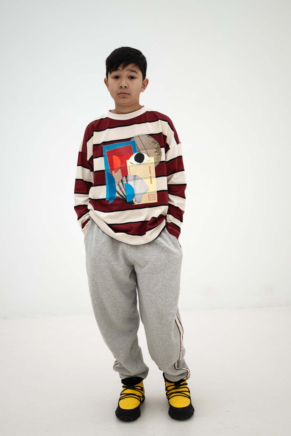 Wide Cut Long Tee | Mulberry Stripe