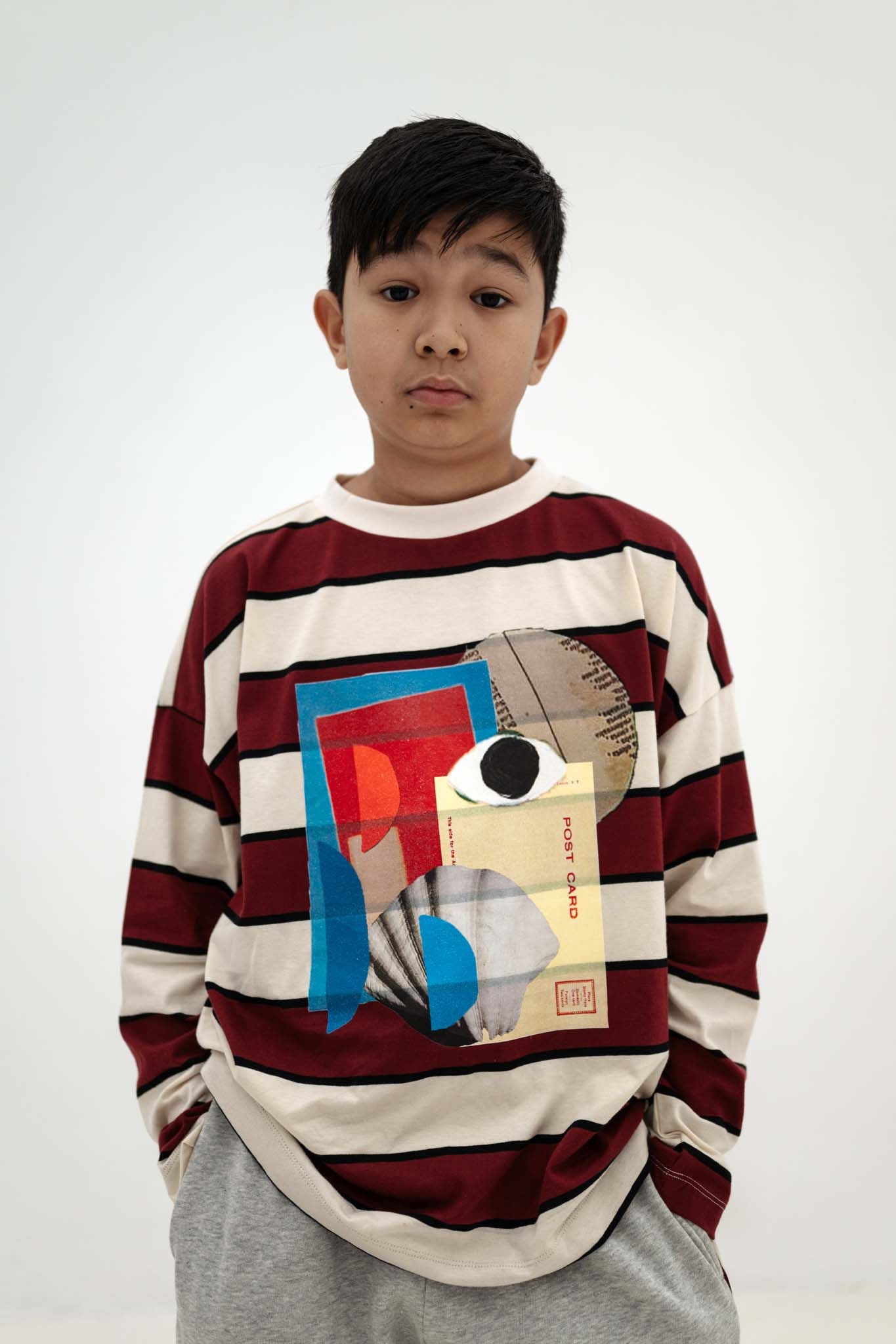 Wide Cut Long Tee | Mulberry Stripe