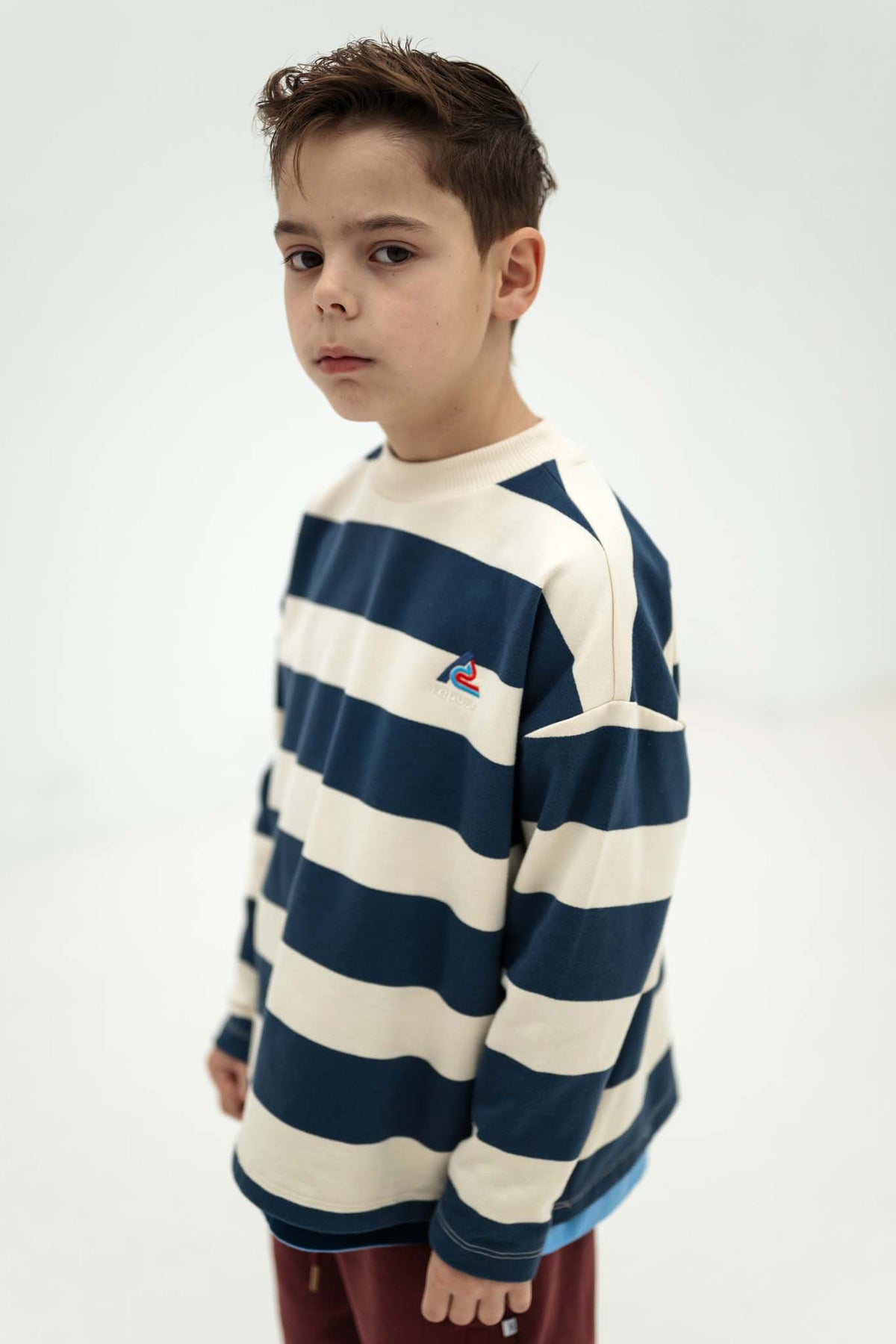 Boxy Sweater | Eclipse Blue Block Stripe