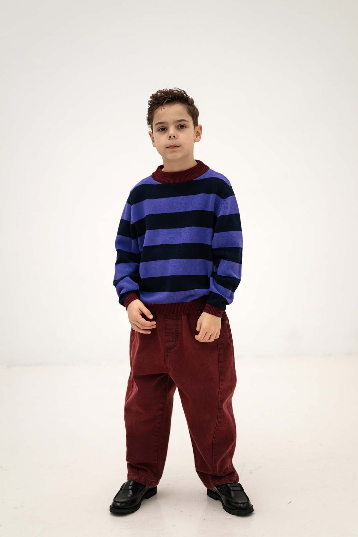 Knit Crew Sweater | Orchid Blue Block Stripe