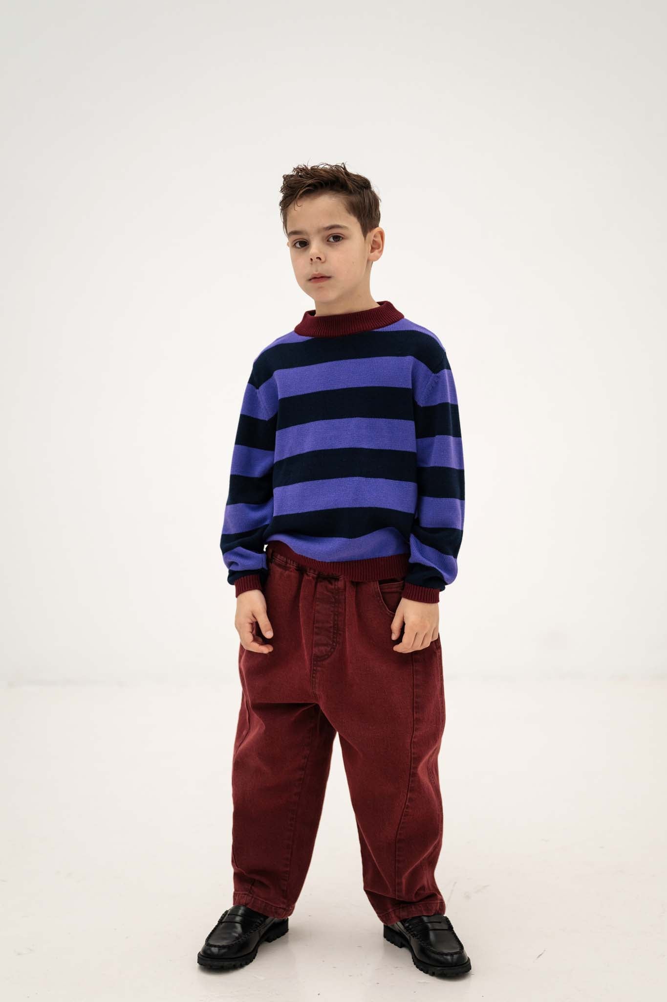 Knit Crew Sweater | Orchid Blue Block Stripe