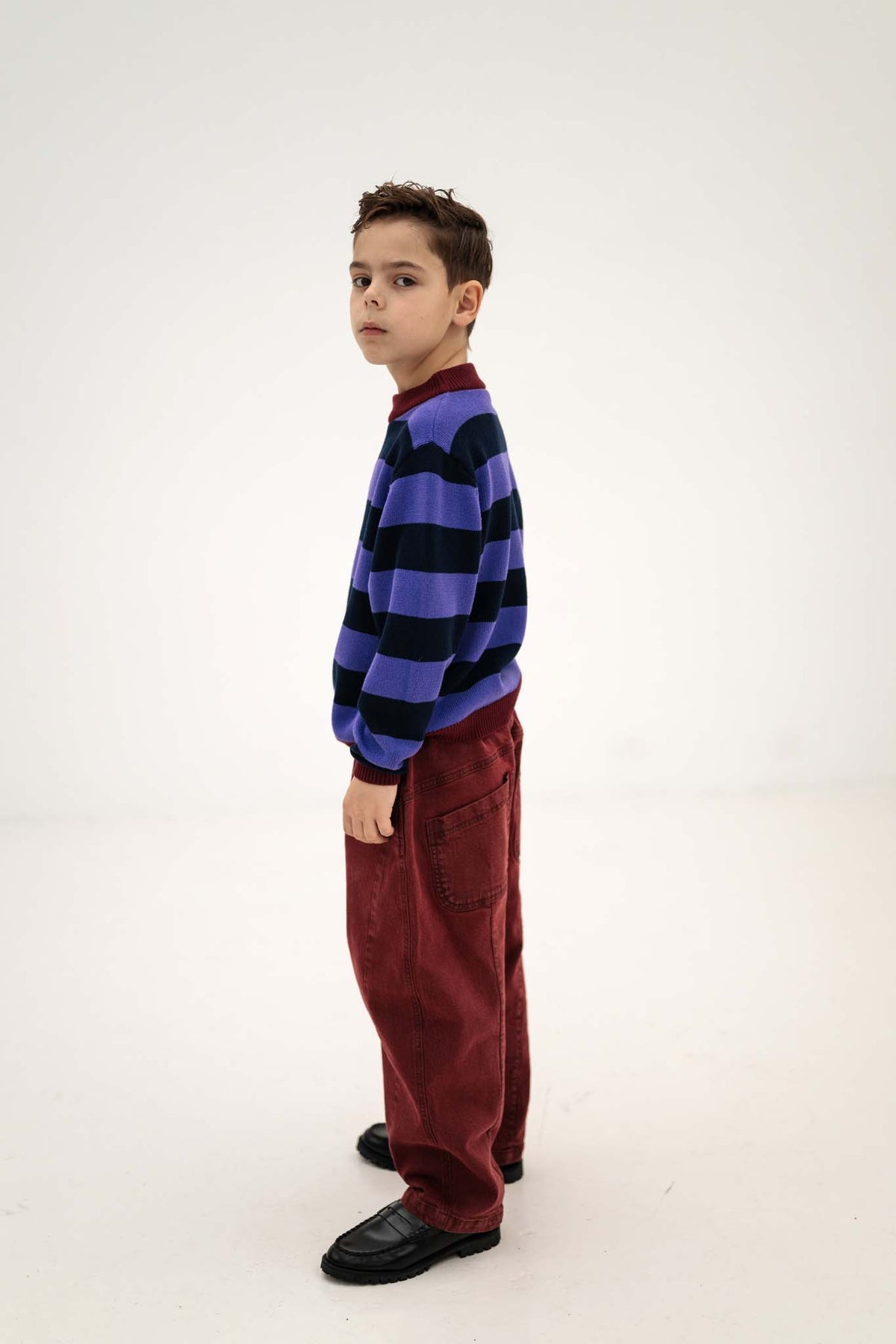 Knit Crew Sweater | Orchid Blue Block Stripe