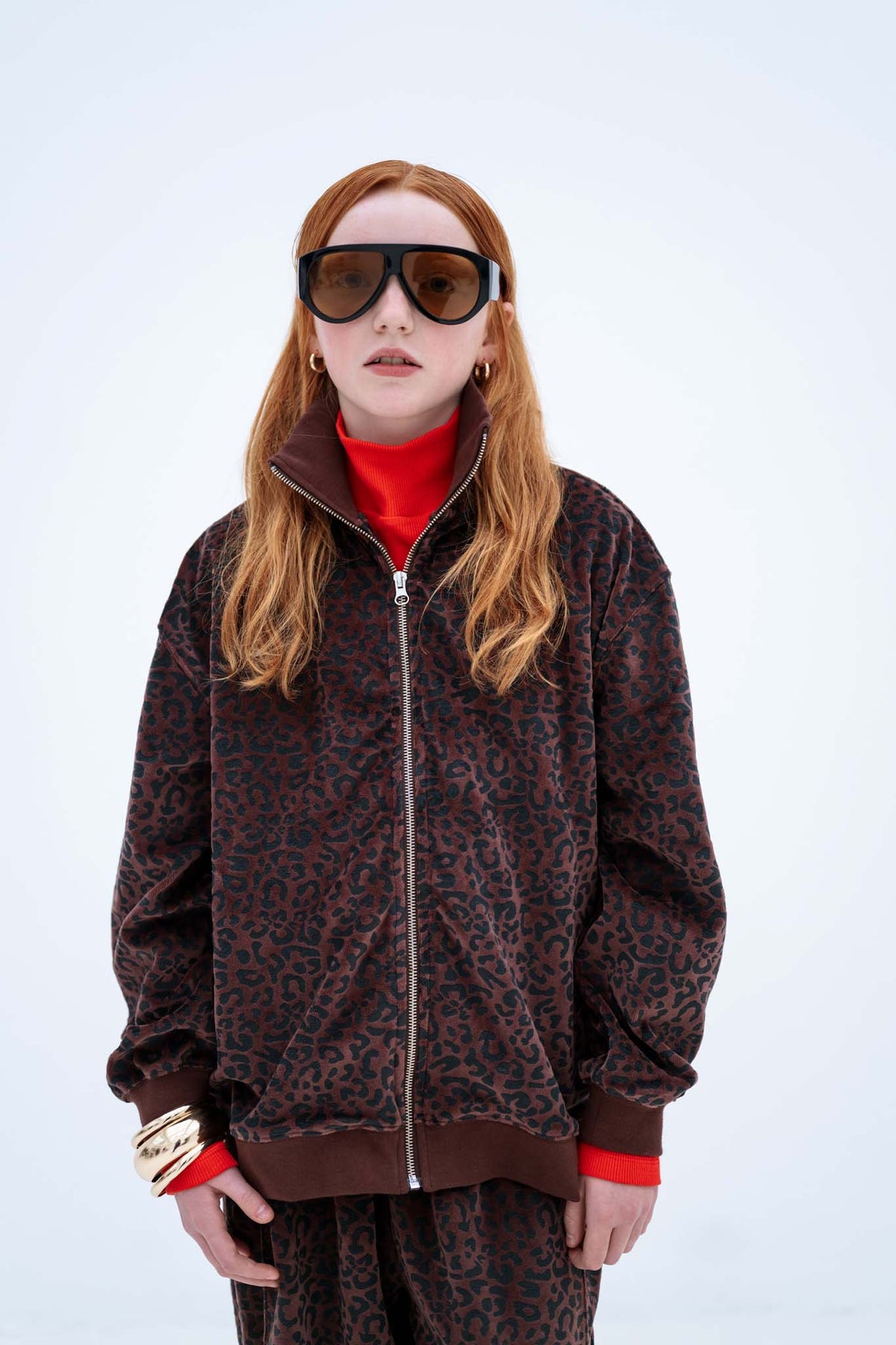 Zip Up Sweater | Chocolate Leopard