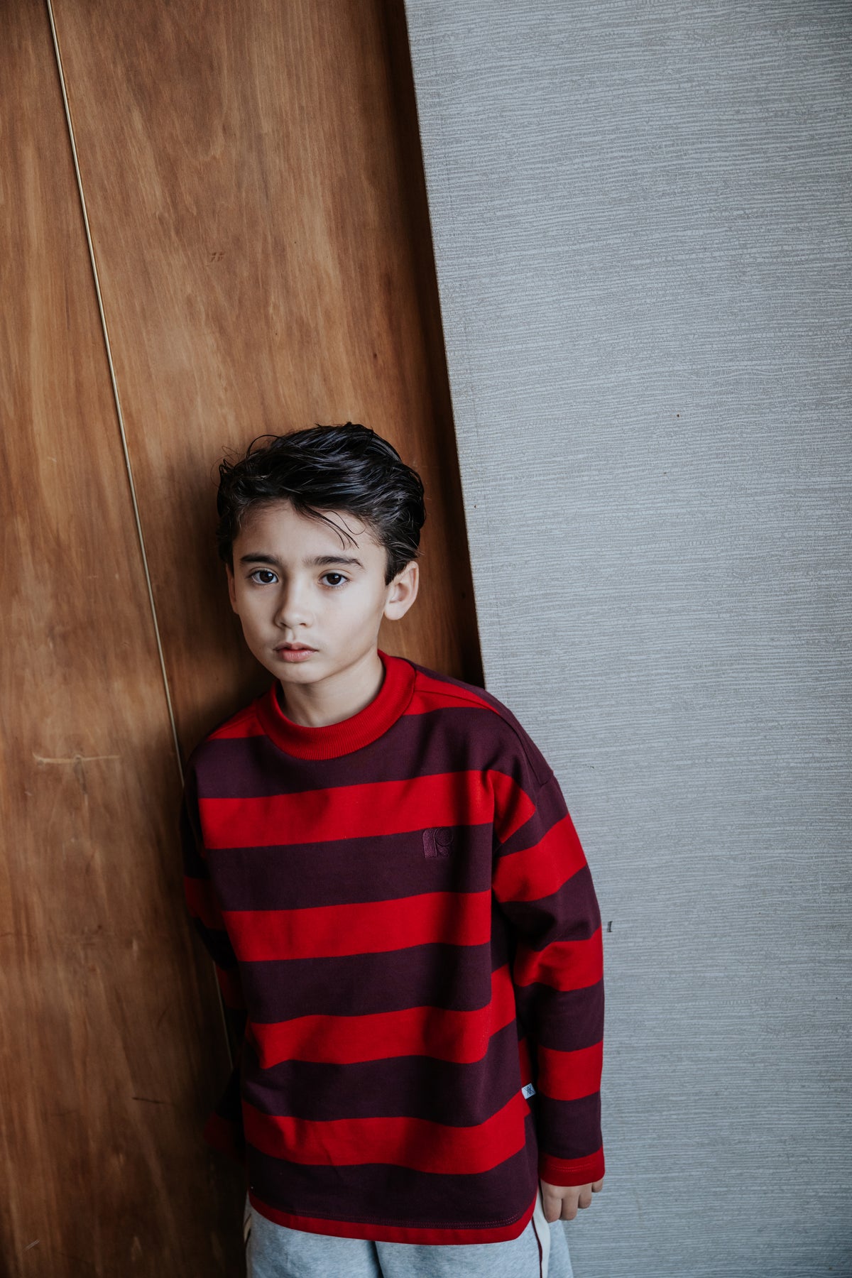 Boxy Sweater | Rusty Mulberry Block Stripe